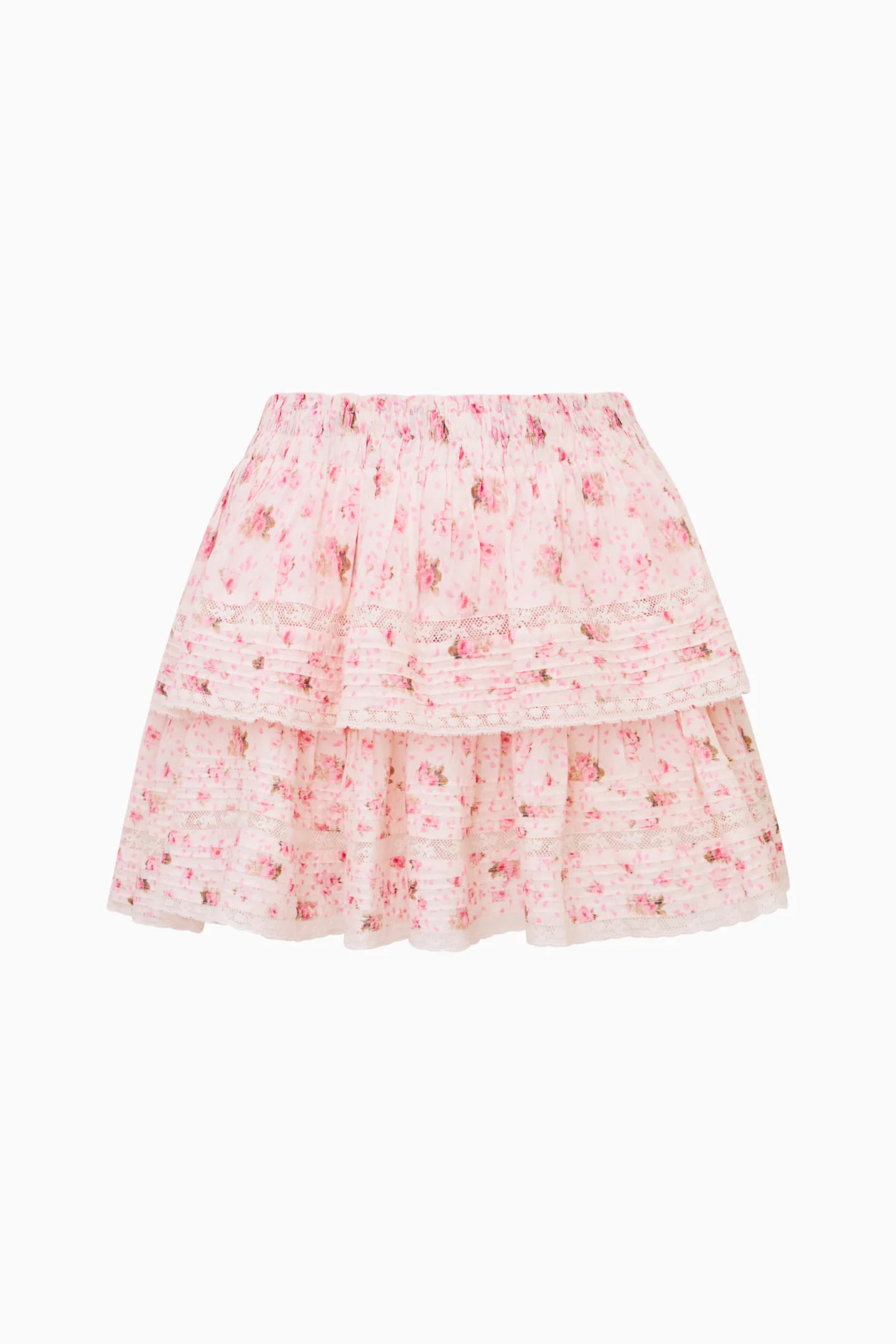 Falda Floral Mini con Volantes