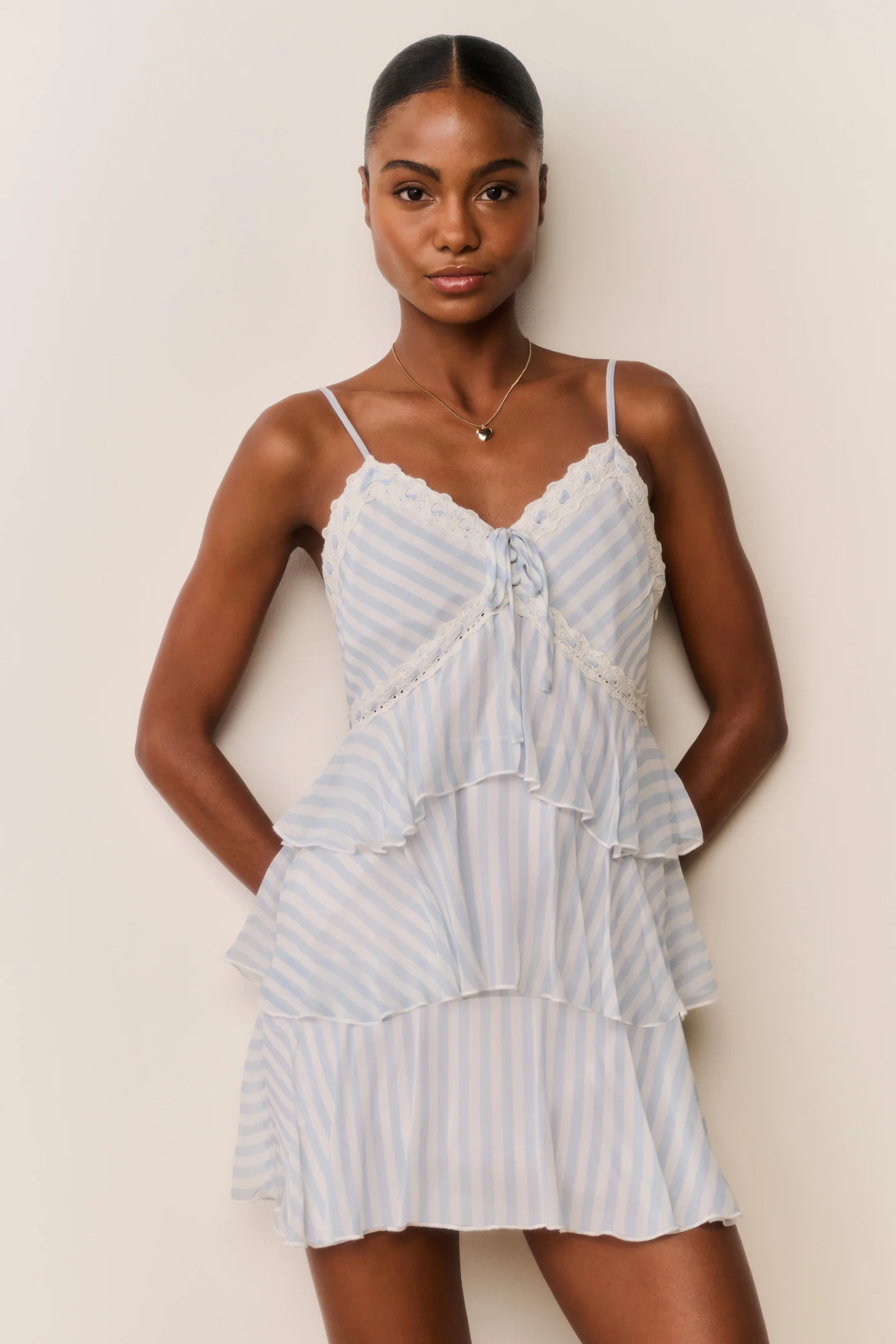 Vestido Mini de Chifón con Rayas Marlia