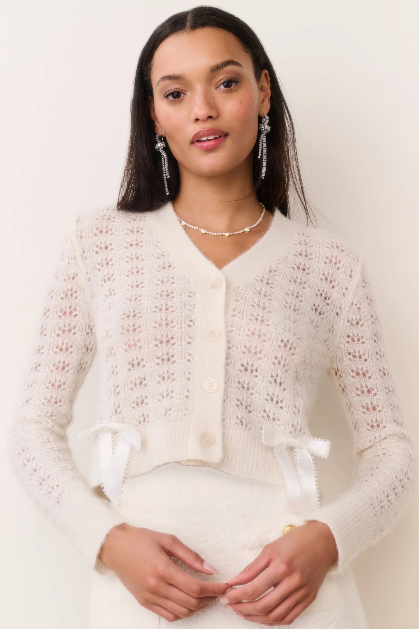 Cardigan con Volante de Mezcla de Alpaca Lilly