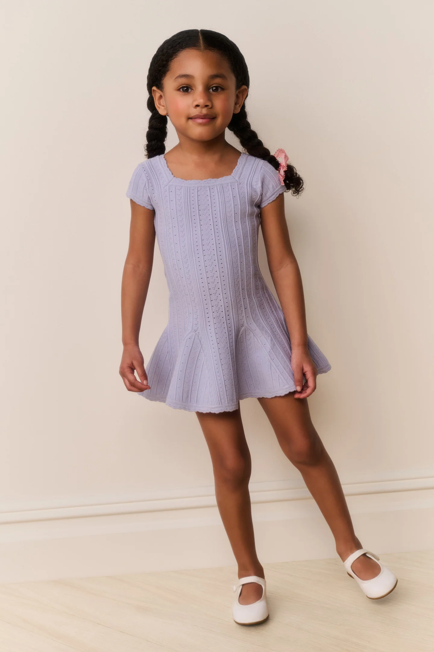 Vestido de Punto con Puntos para Niñas Pequeñas