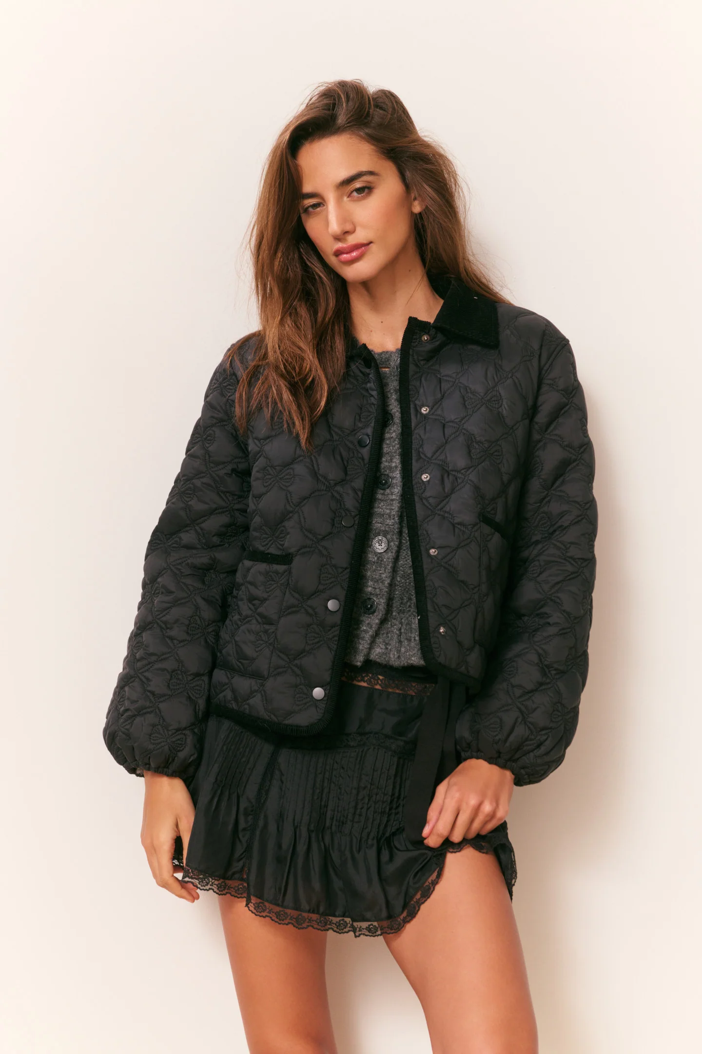 Chaqueta con diseño de lazo acolchado Quinlette