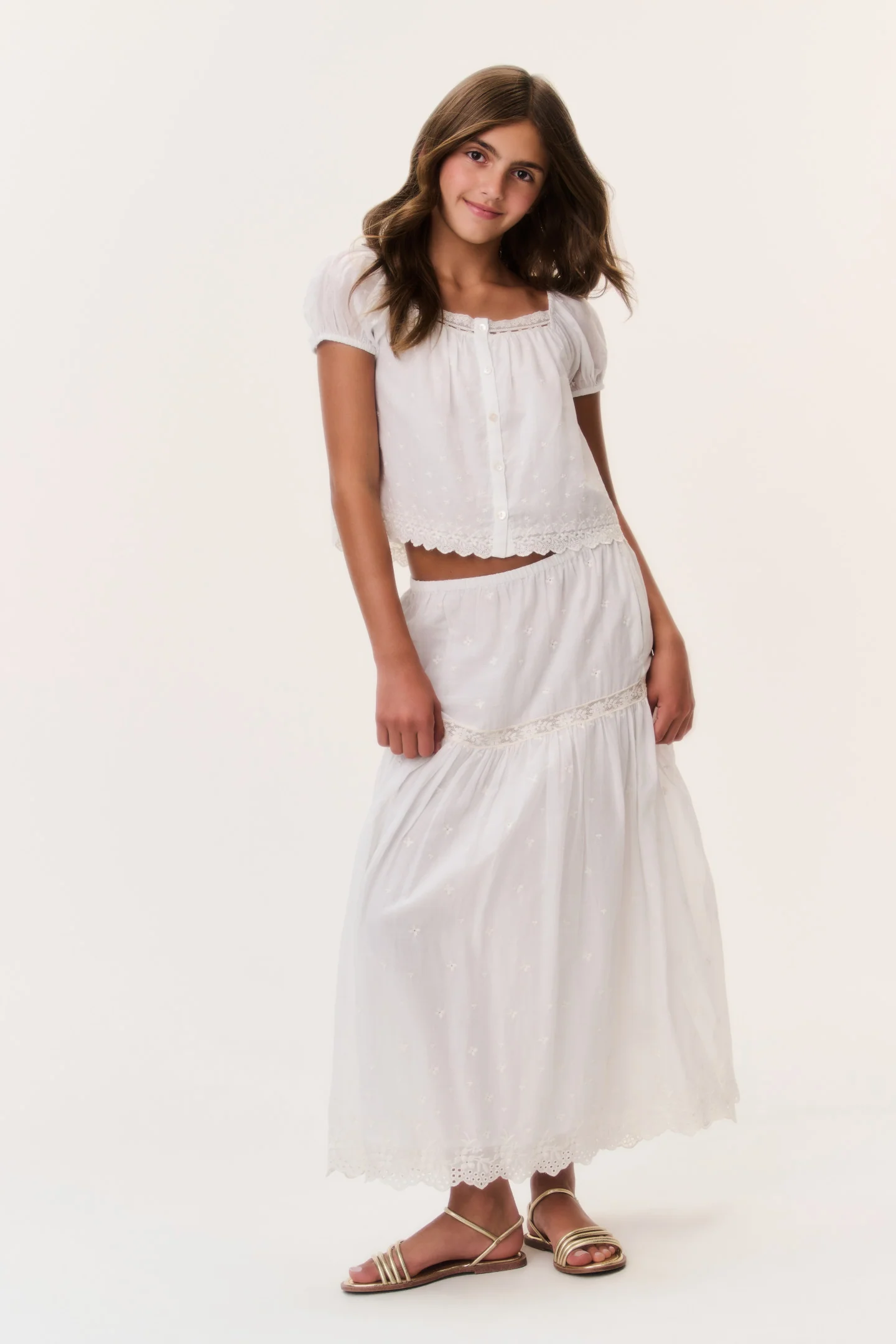 Camisola de Encaje de Algodón Tween Leonna
