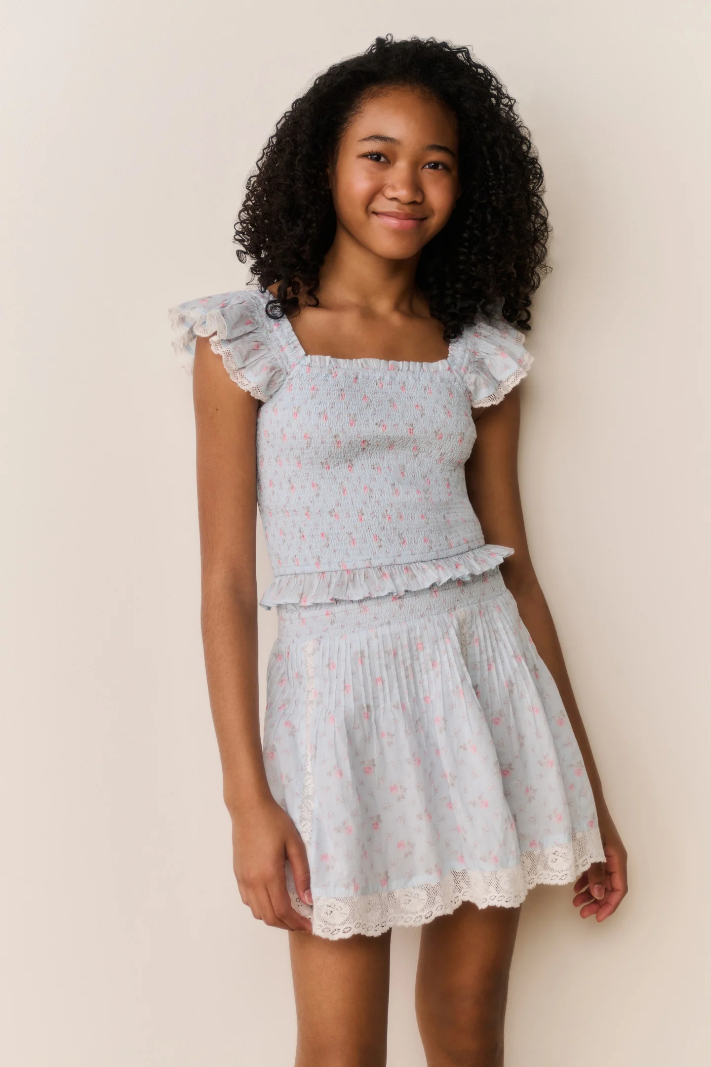 Falda de algodón floral Tween Solena