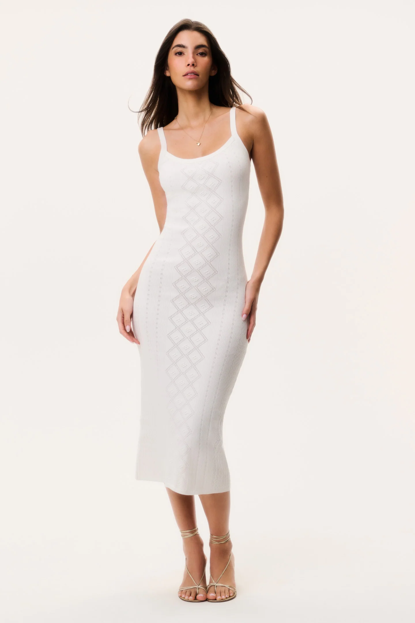 Vestido Midi Pointelle de Algodón Opalina