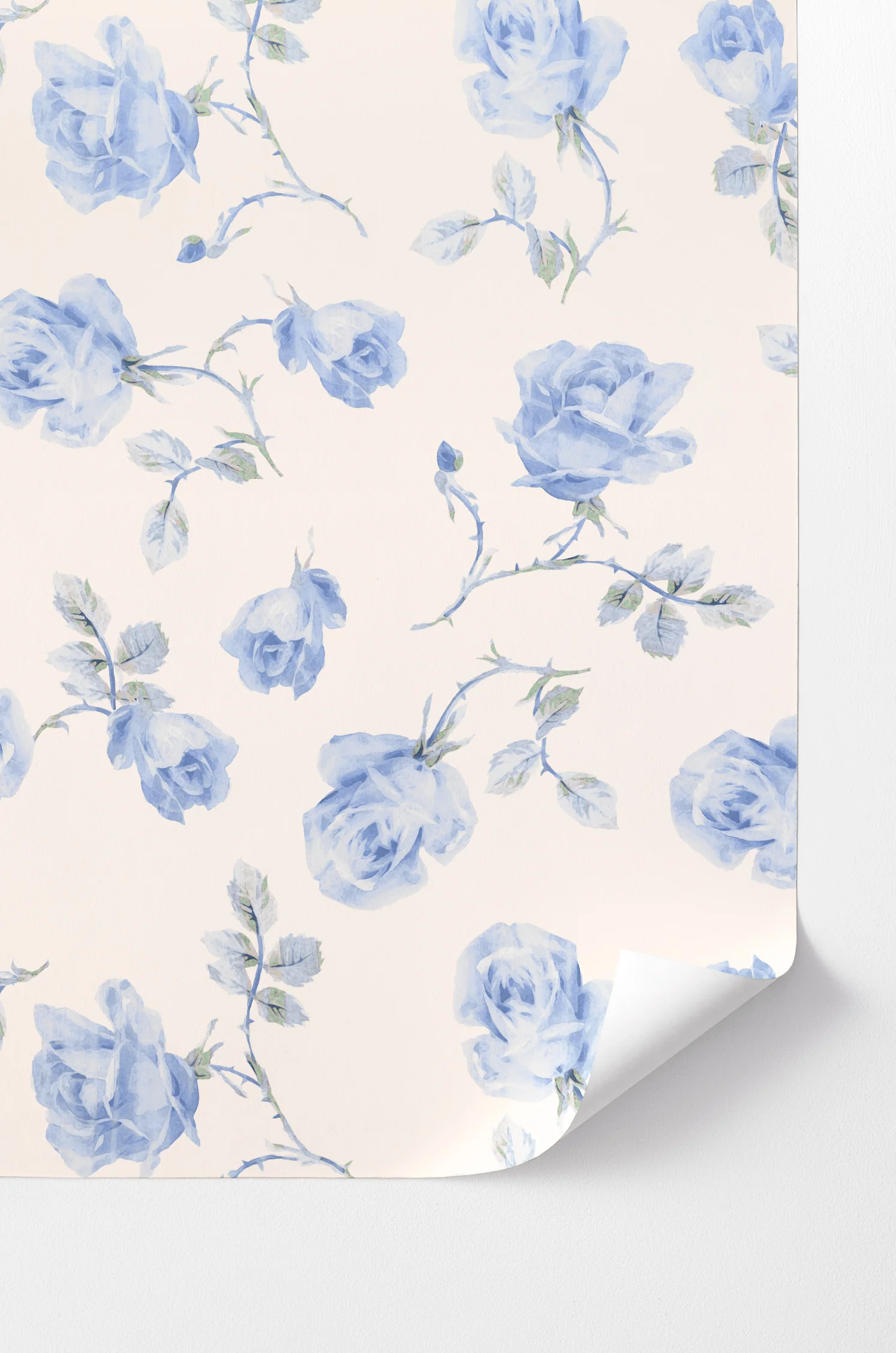 Papel Pintado Rosa con Cinta Azul Francés Adhesivo