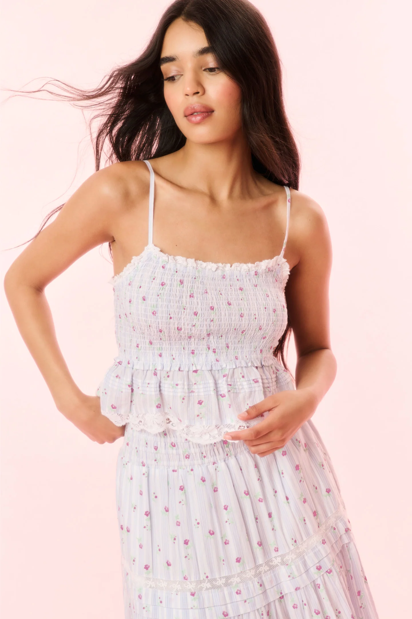 Top Floral Estampado con Rayas Marzenia
