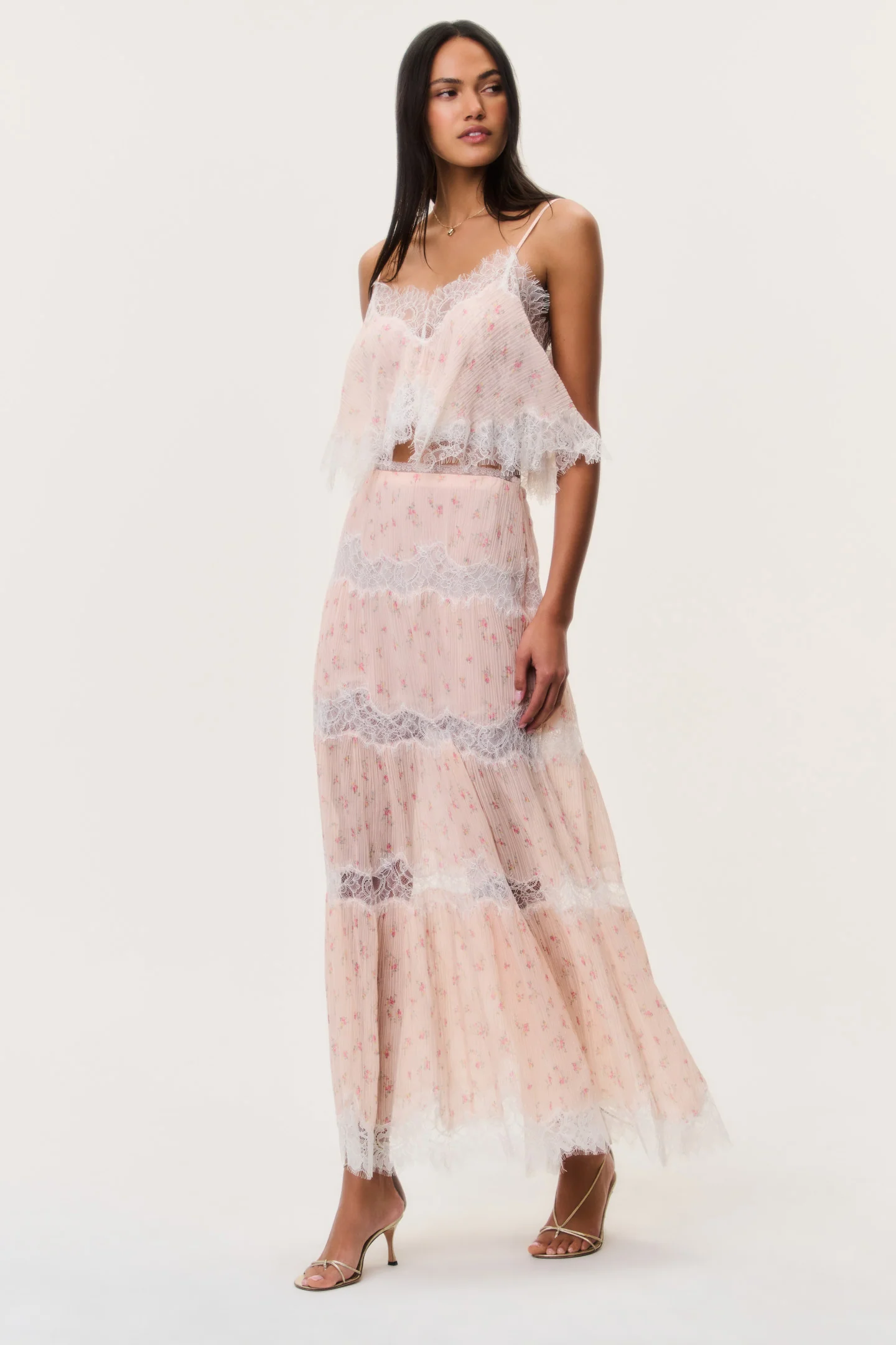 Falda maxi de encaje de algodón-seda Everhart