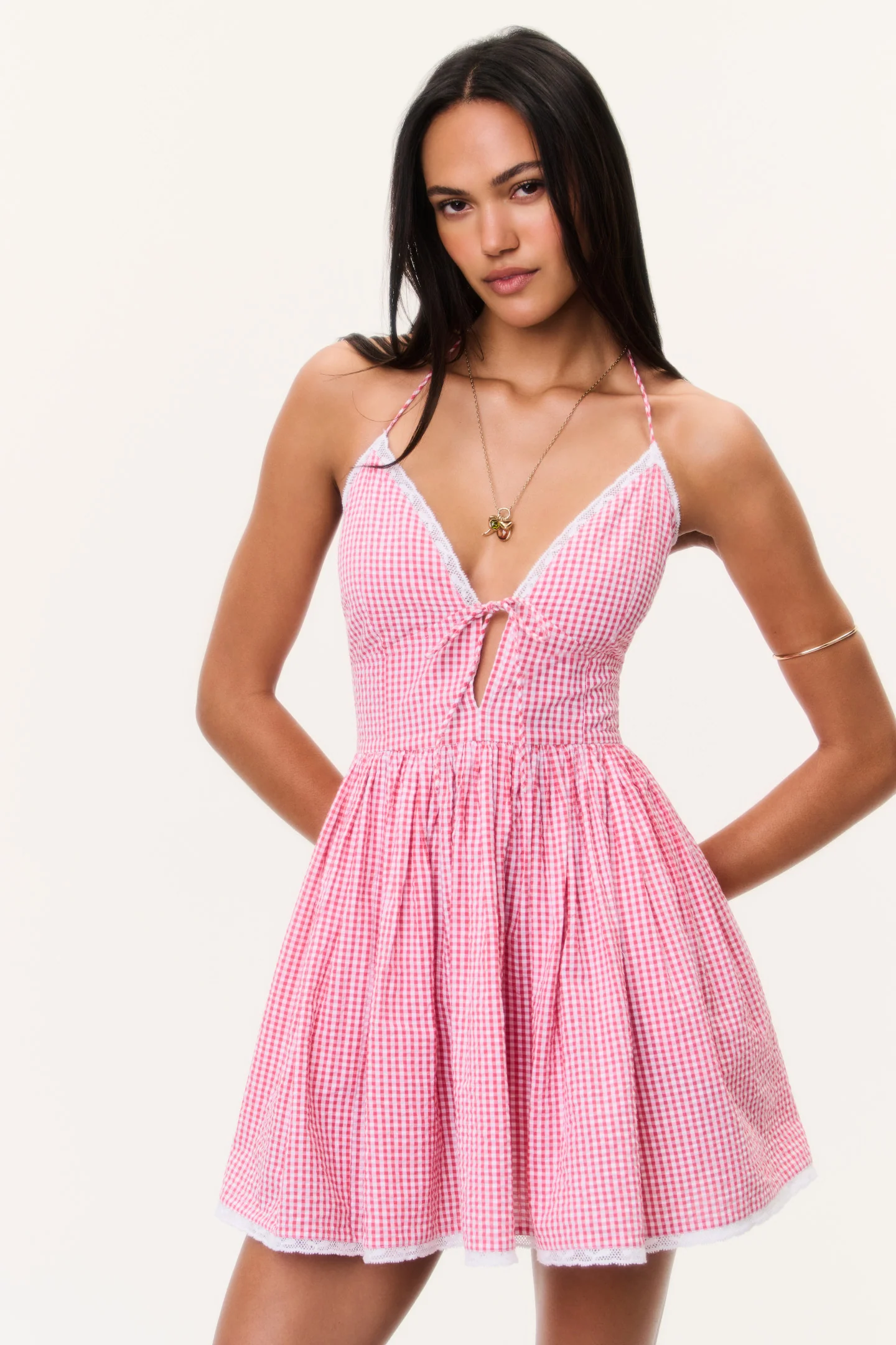 Vestido Mini de Cuadros de Algodón Khloe