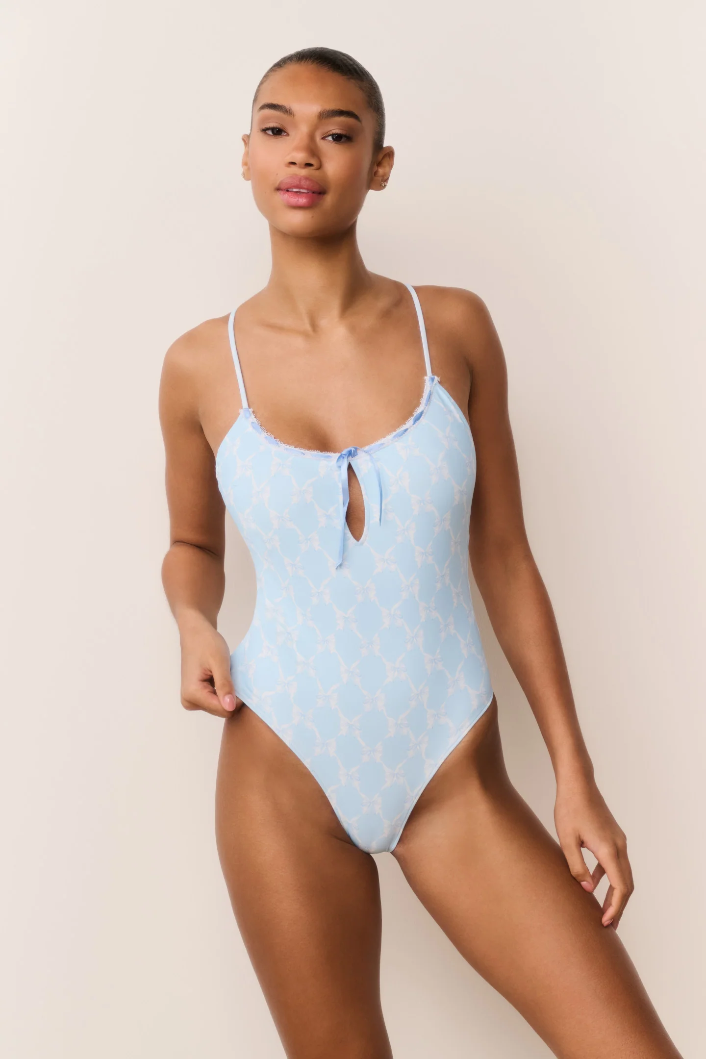 Bañador de una pieza con estampado de lazo Laguna