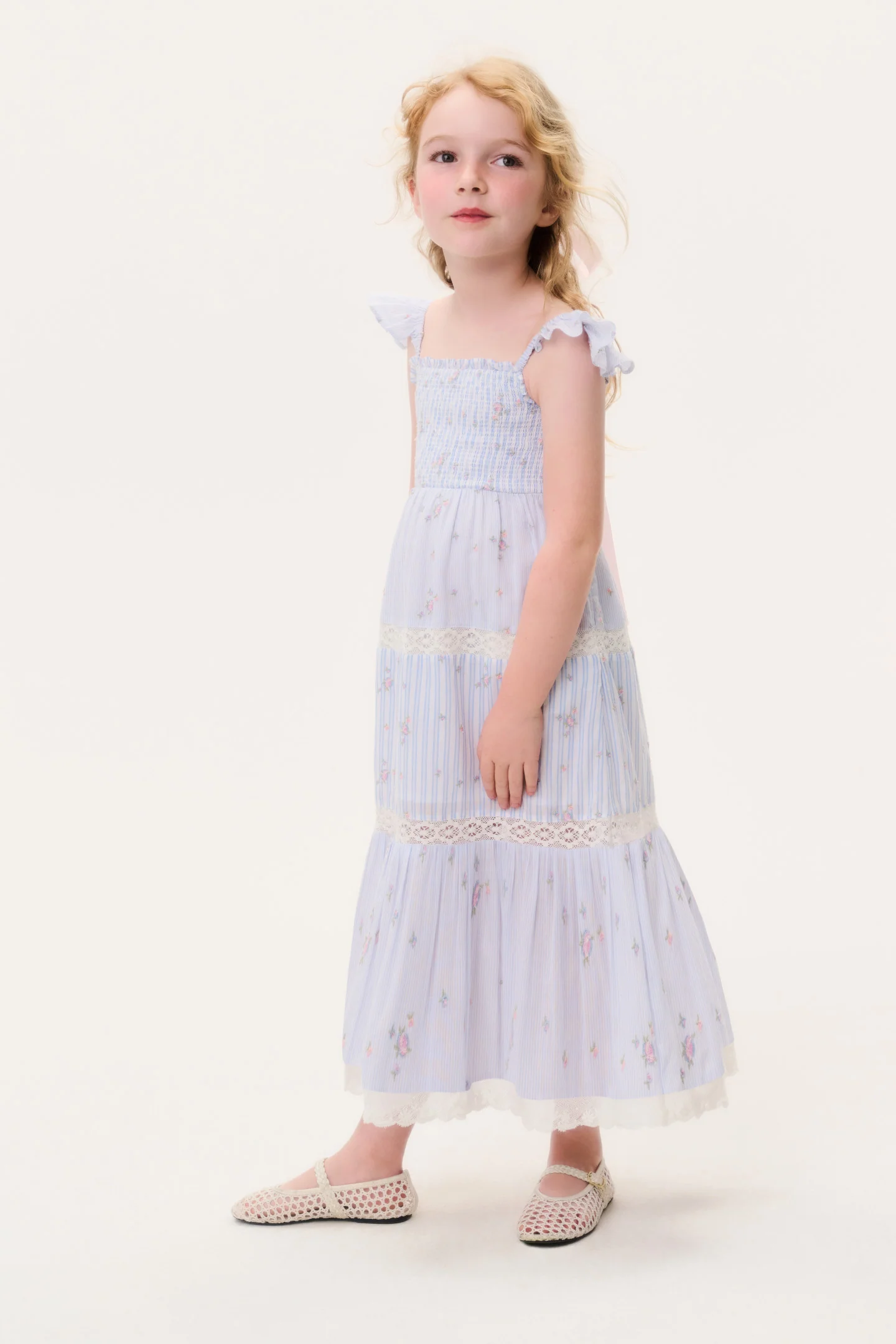 Vestido Floral con Rayas para Niñas Pequeñas Rhiannon