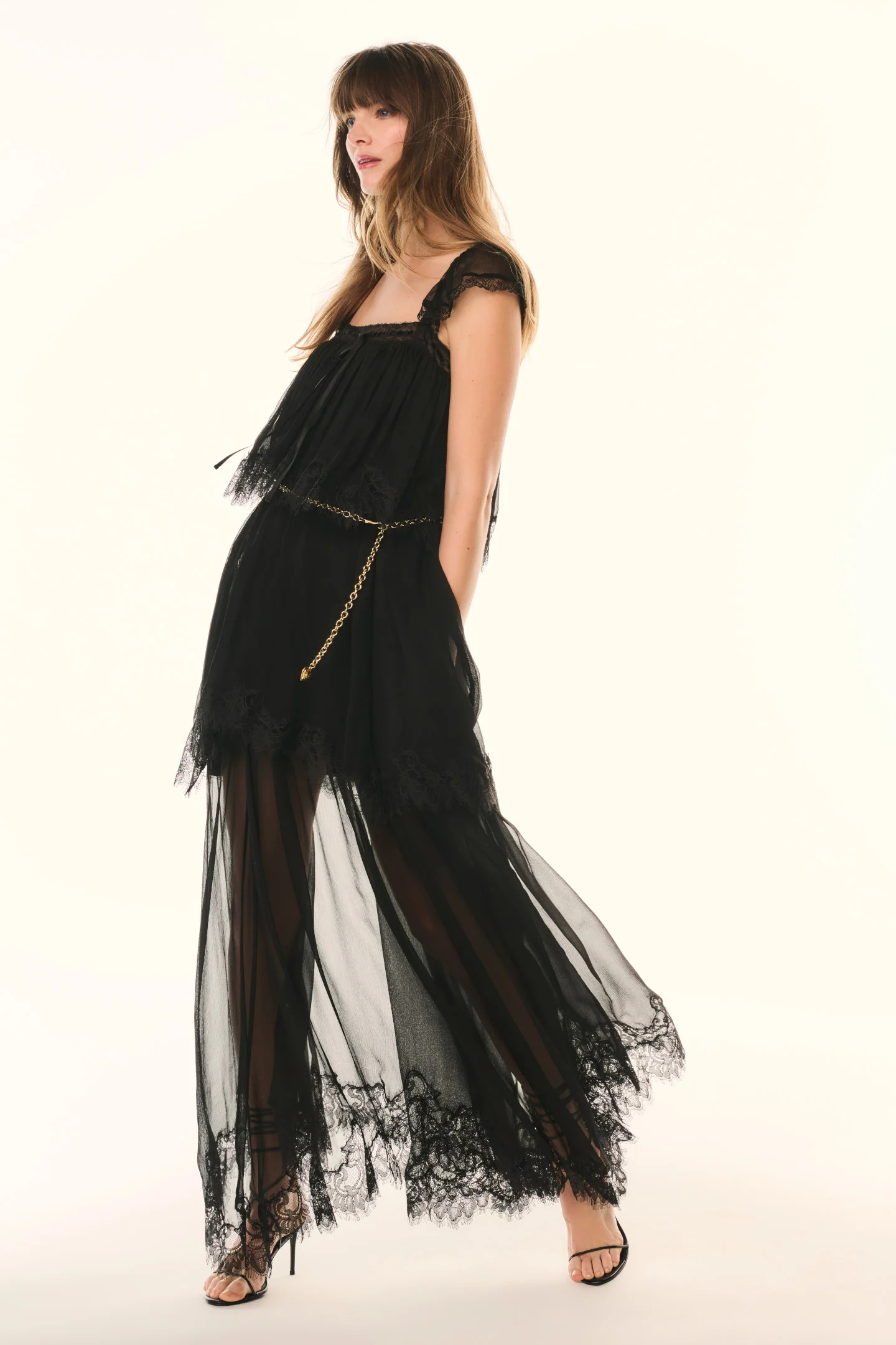 Vestido maxi de seda y chiffón Maralee