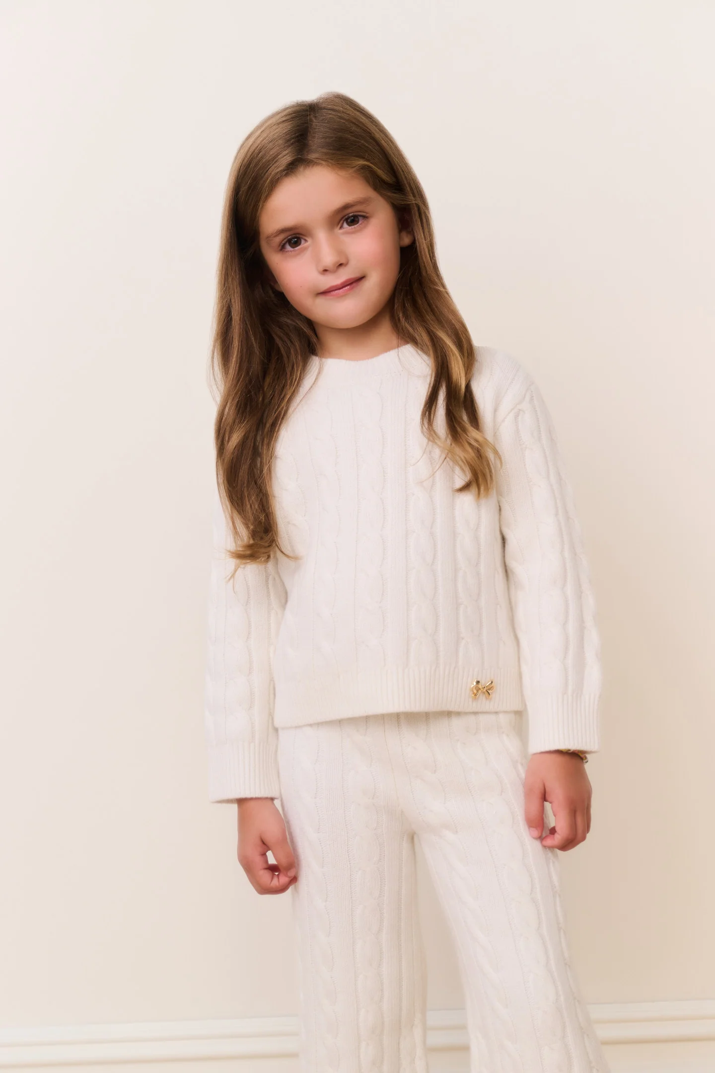 Chaqueta de punto con cable para niñas pequeñas Sallie