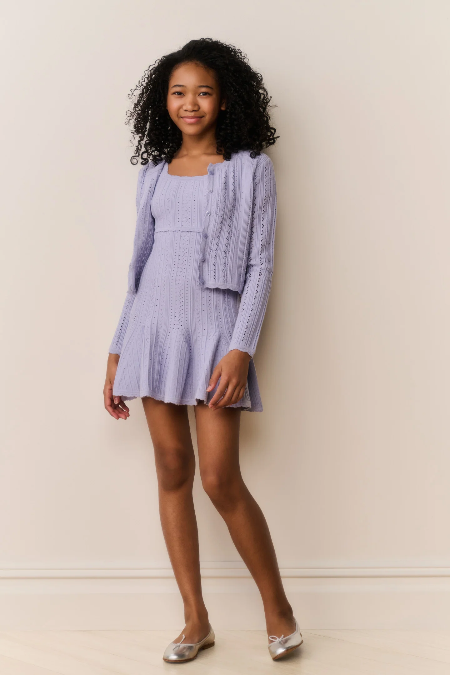 Cardigan Stretch Pointelle Tween Emlynn