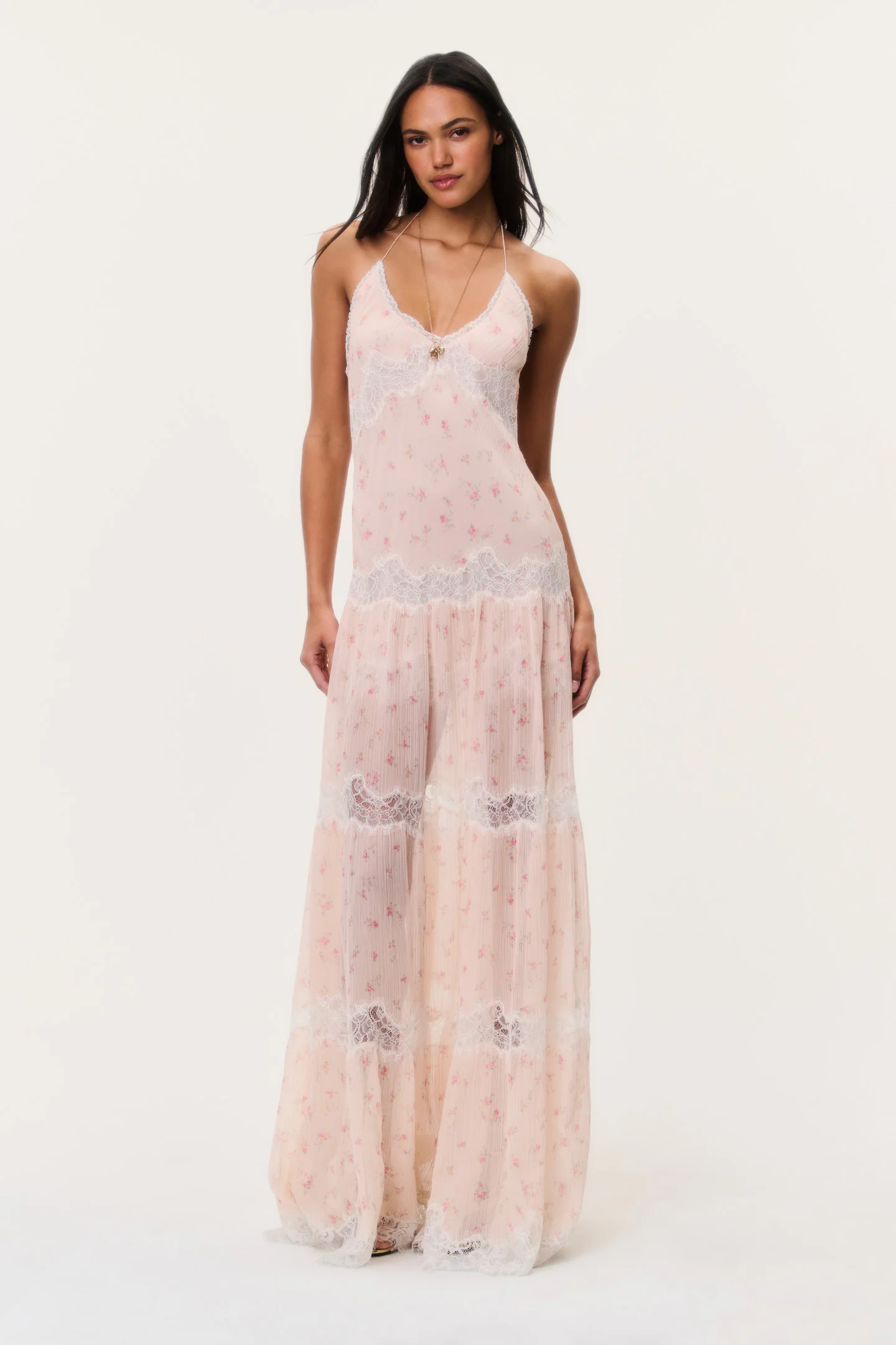 Vestido maxi de algodón-seda con estampado floral Kieva