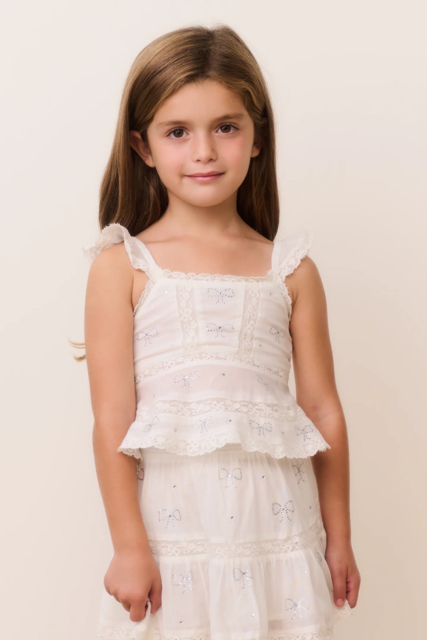 Top de algodón con lazo de cristal para niñas Melsy