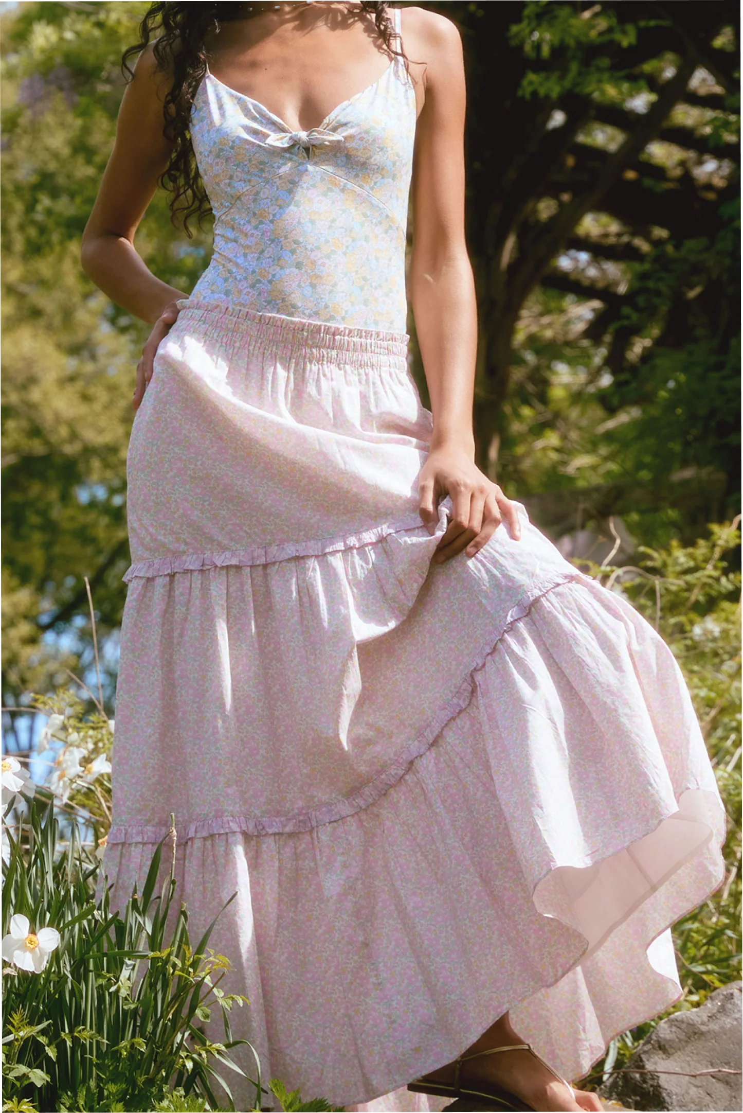 Falda maxi con estampado Liberty