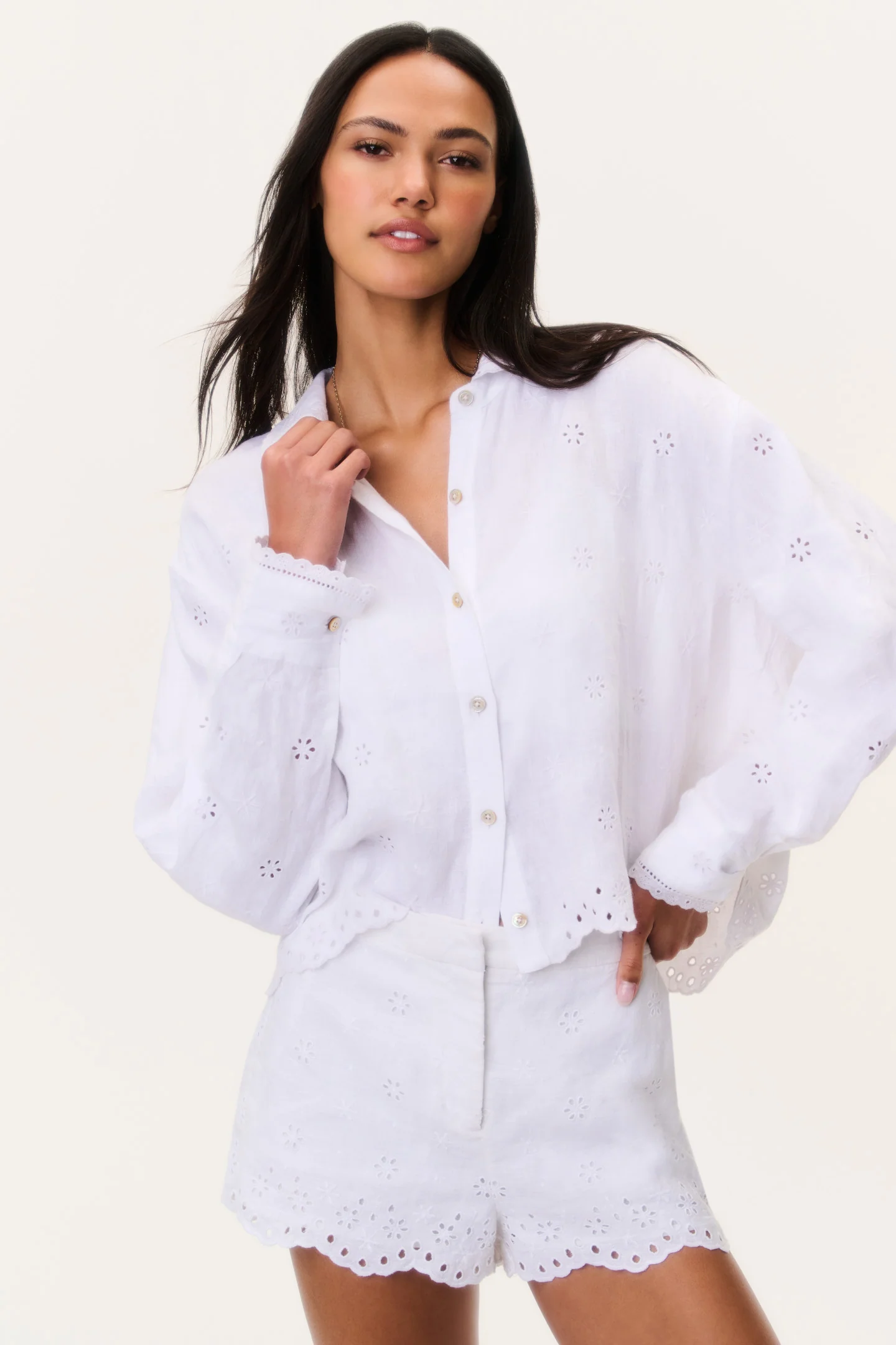 Camisa de botones de lino con ojales Delano