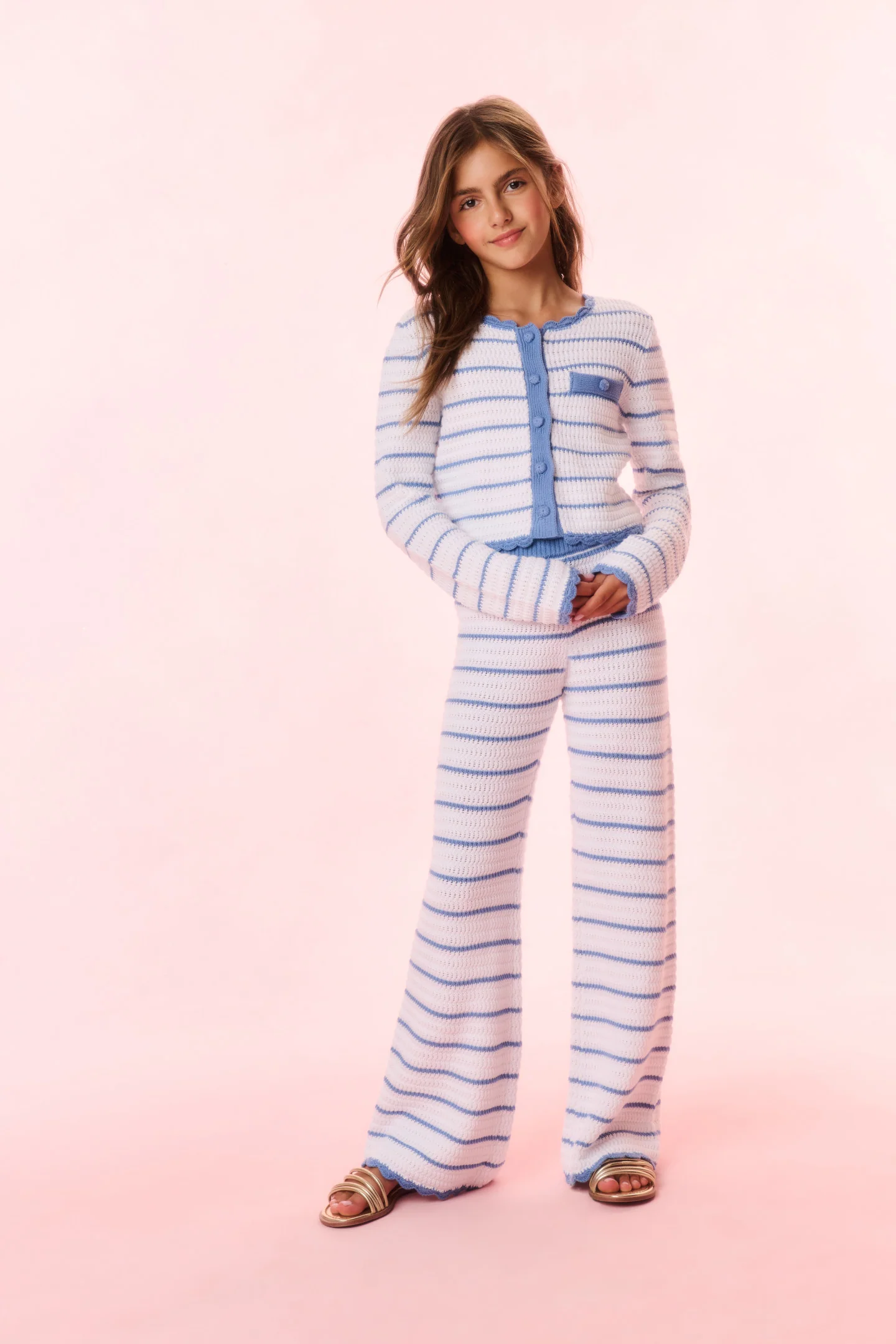 Pantalones de ganchillo con rayas para niñas Fawna