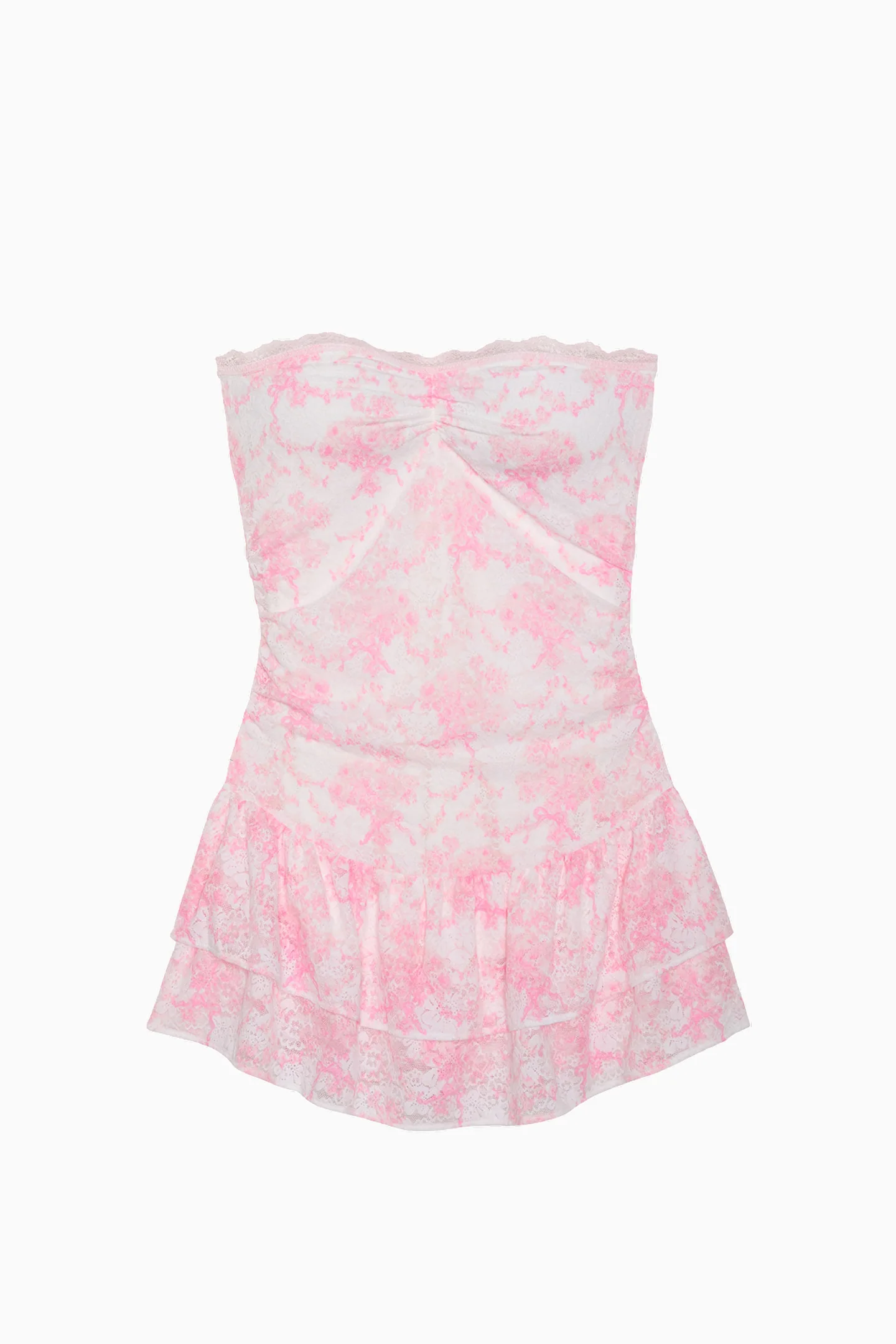 Vestido Mini de Encaje Sin Tirantes PINK x LoveShackFancy