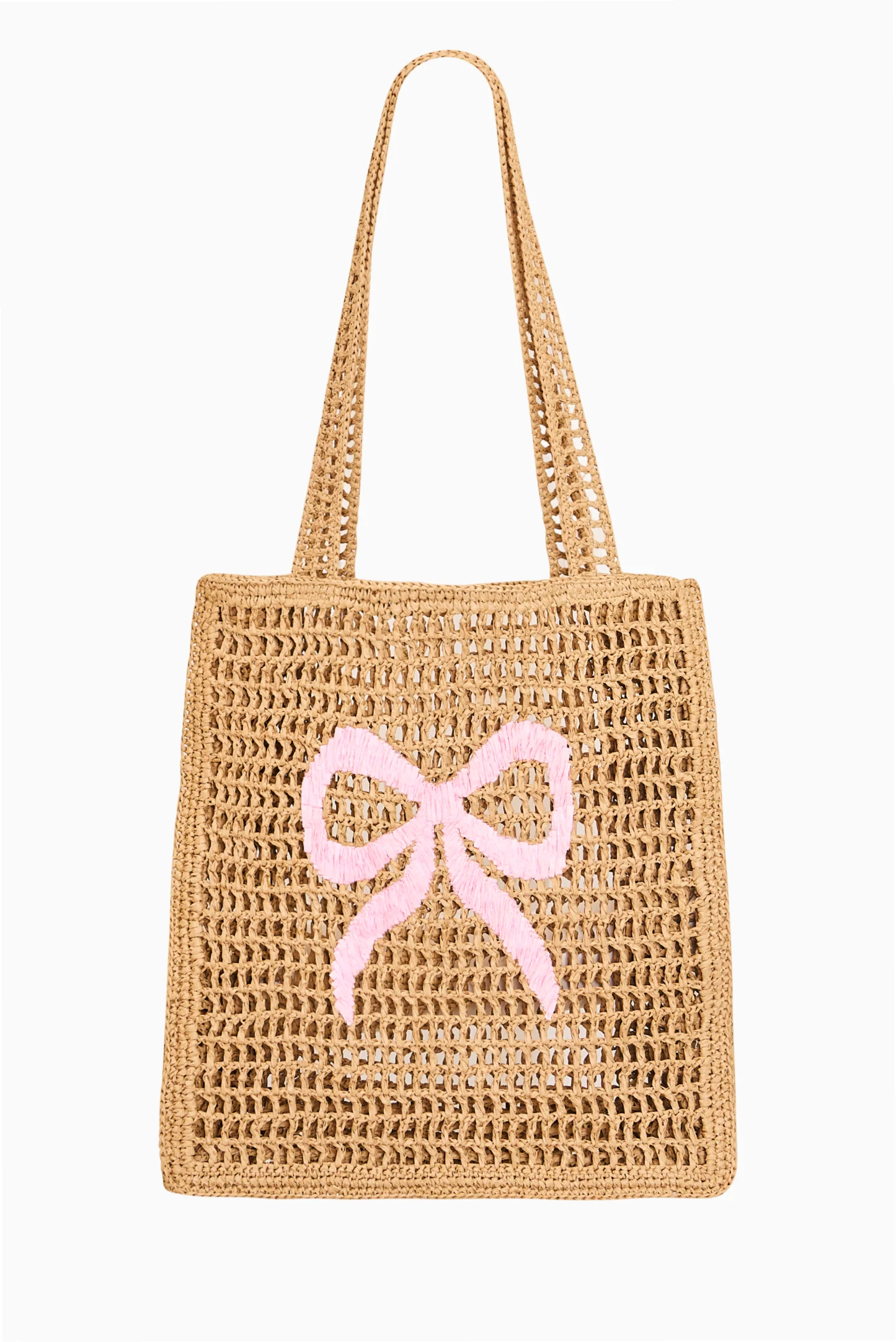 Bolso de playa de paja con lazo