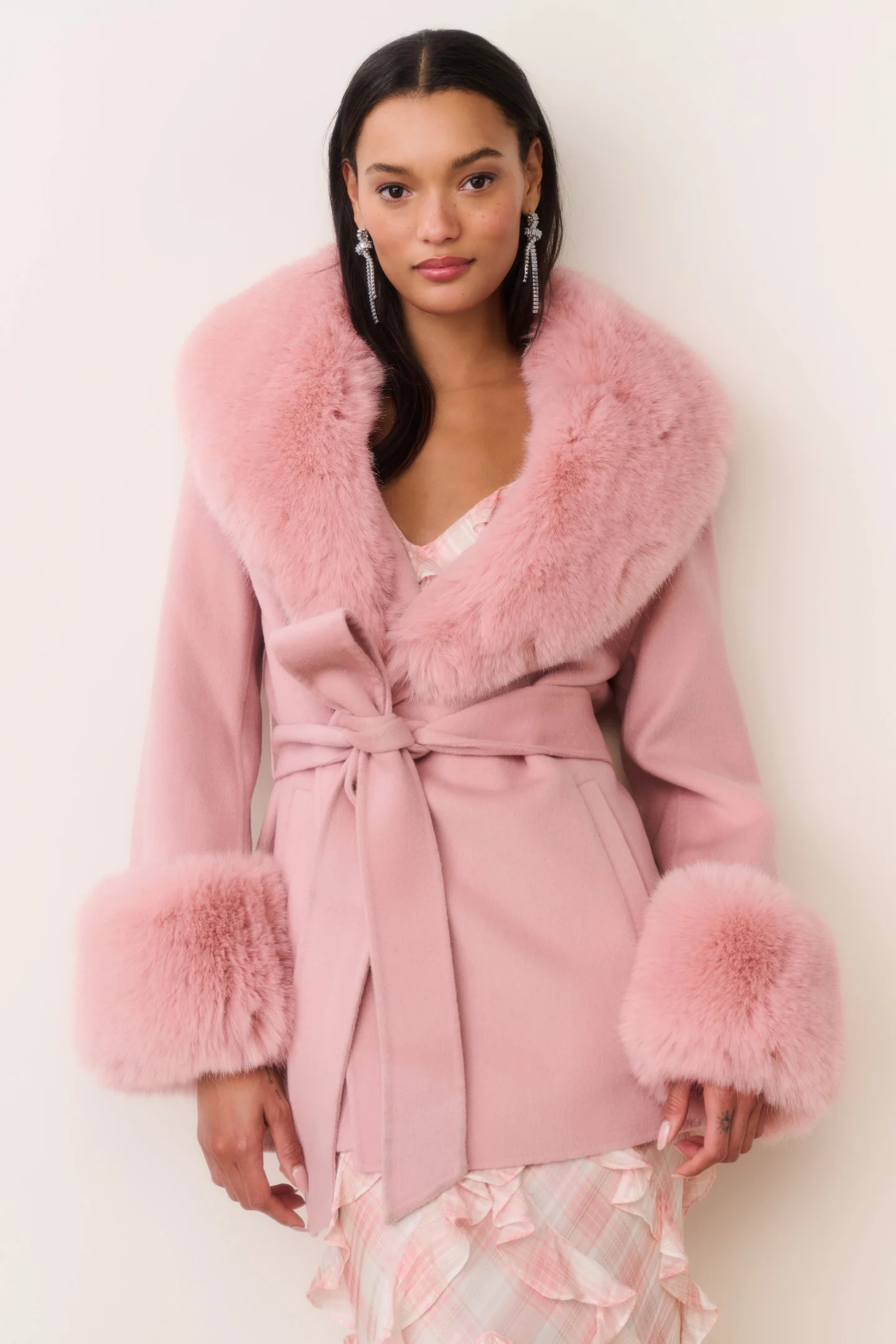 Chaqueta de Lana Falsa de Rosas