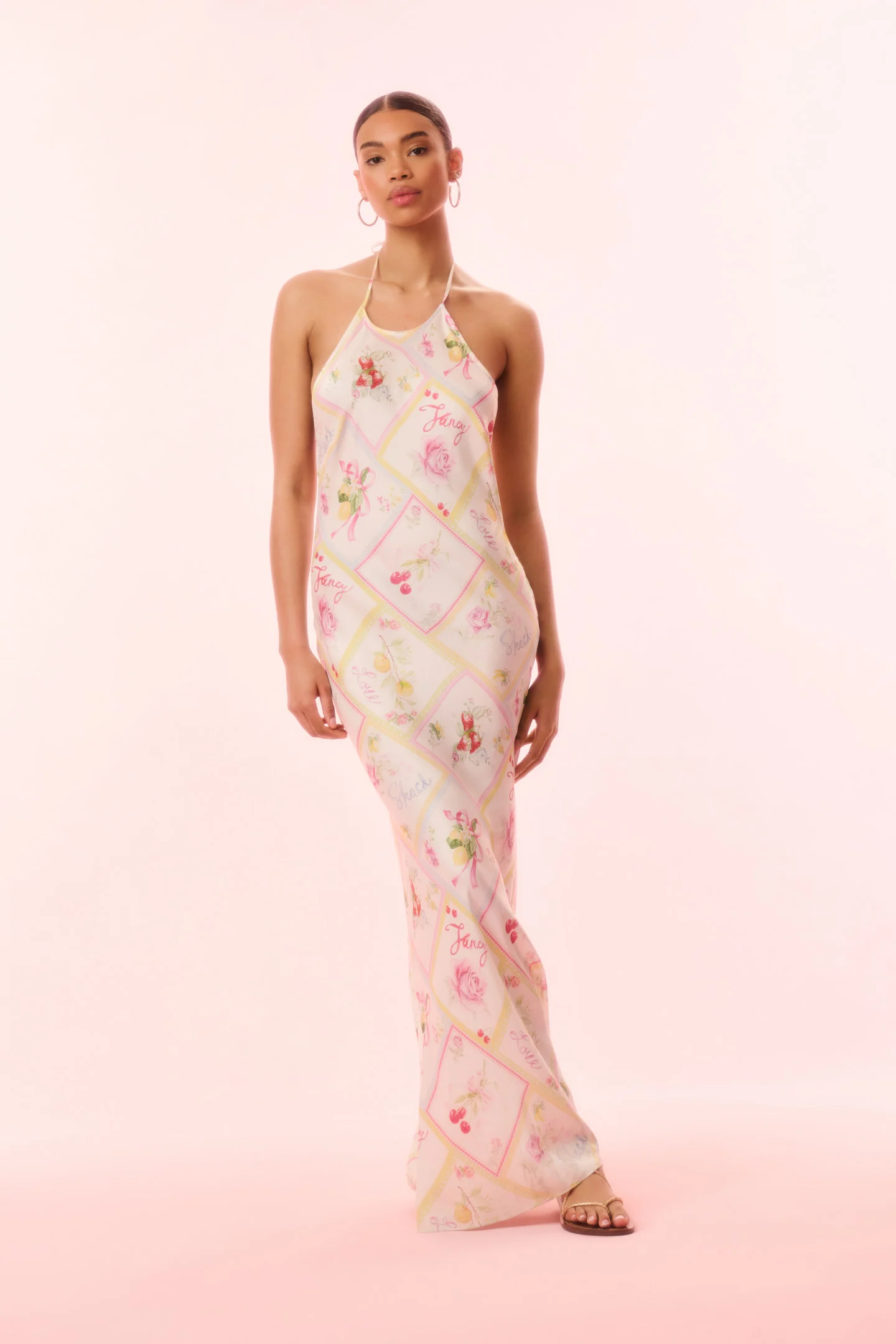 Vestido con estampado de frutas de mezcla de seda Brynthe