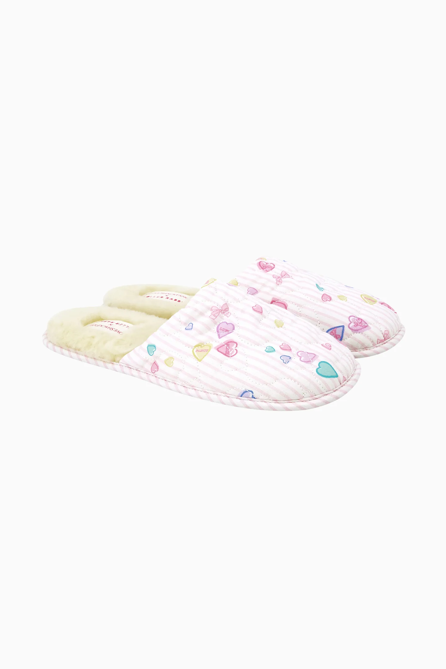 Zapatillas acolchadas con estampado de rayas de corazón LoveShackFancy x Roller Rabbit