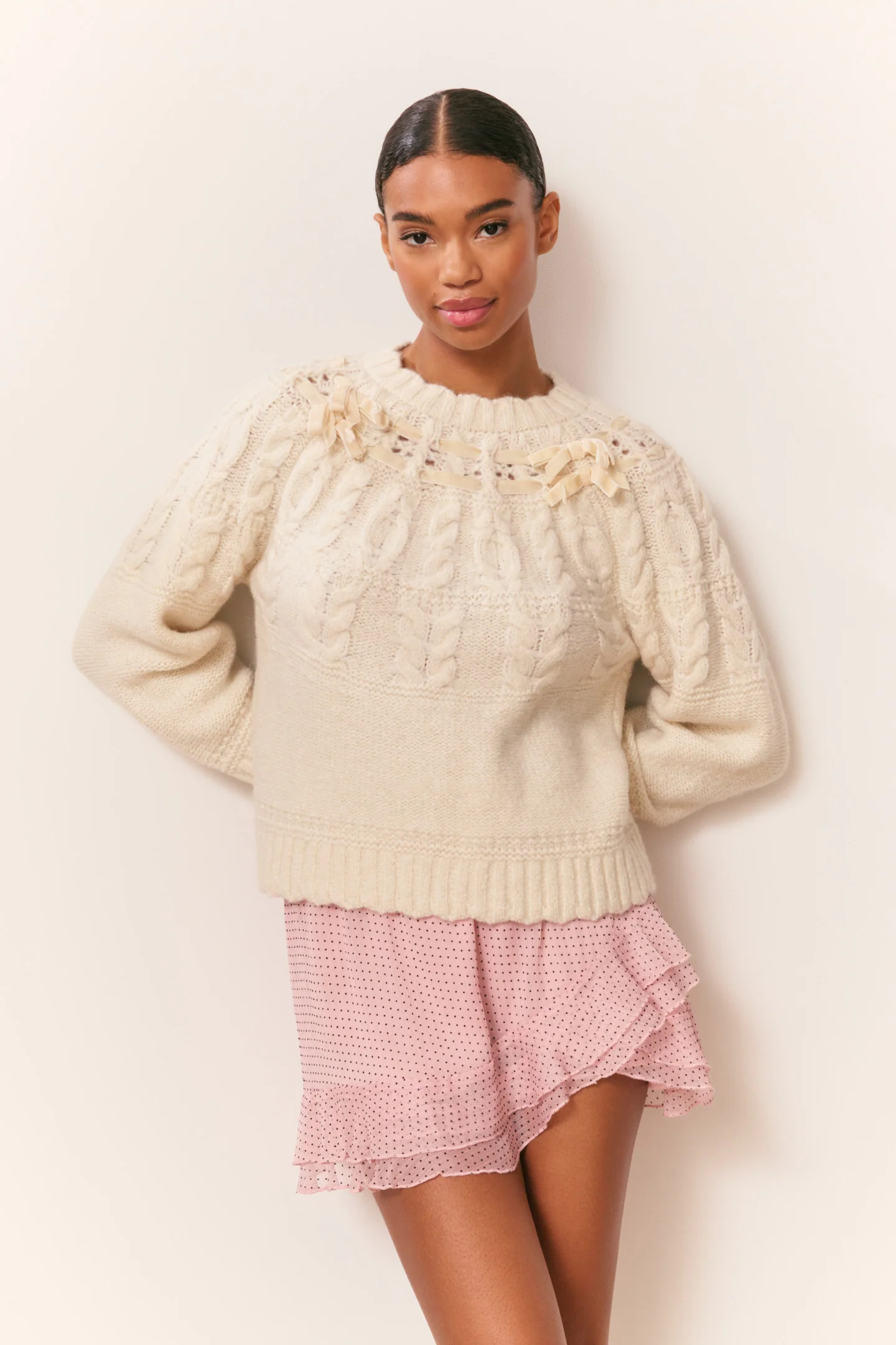 Sweater de punto con cinta de algodón Sloanna