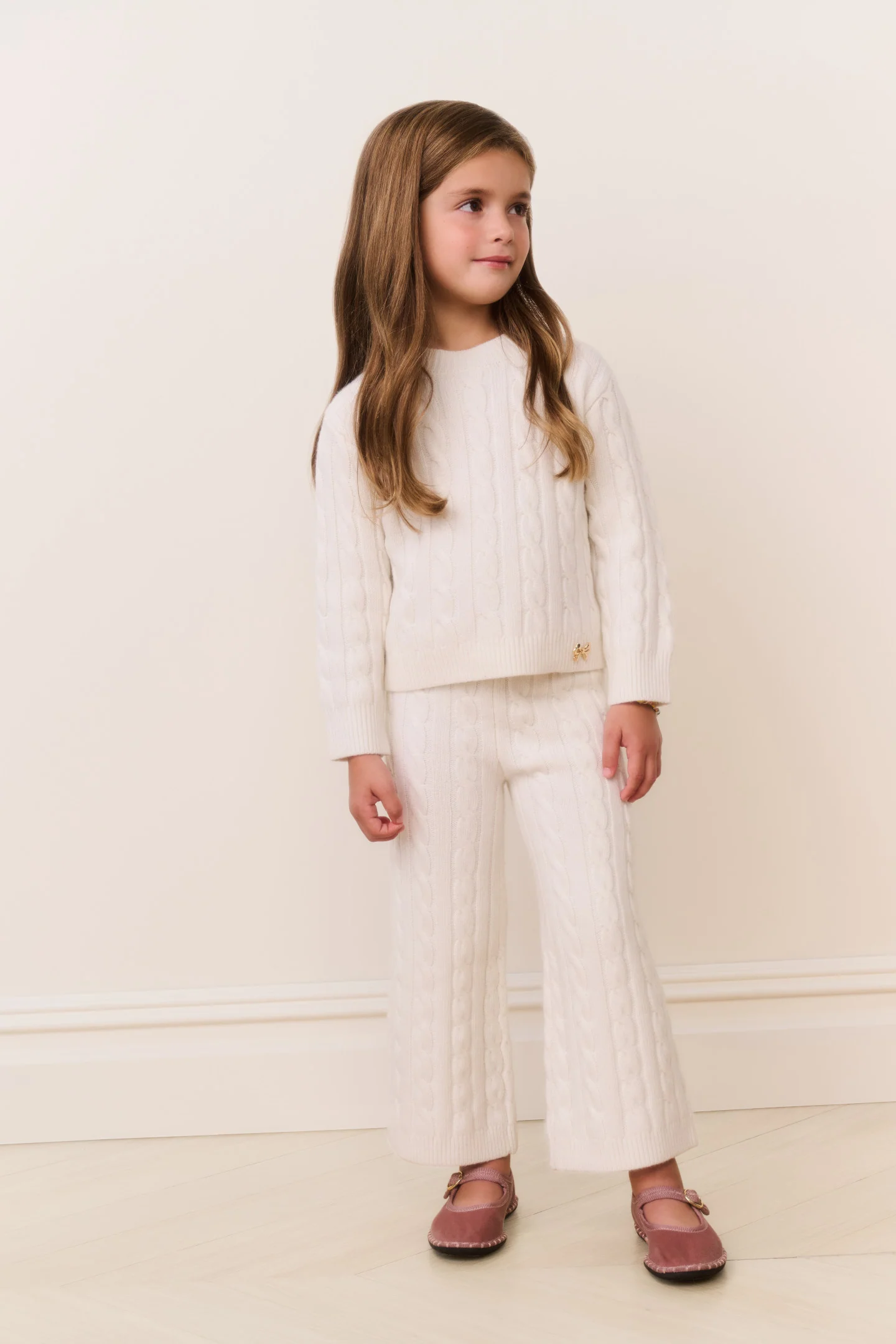 Chaqueta de punto con cable para niñas pequeñas Sallie