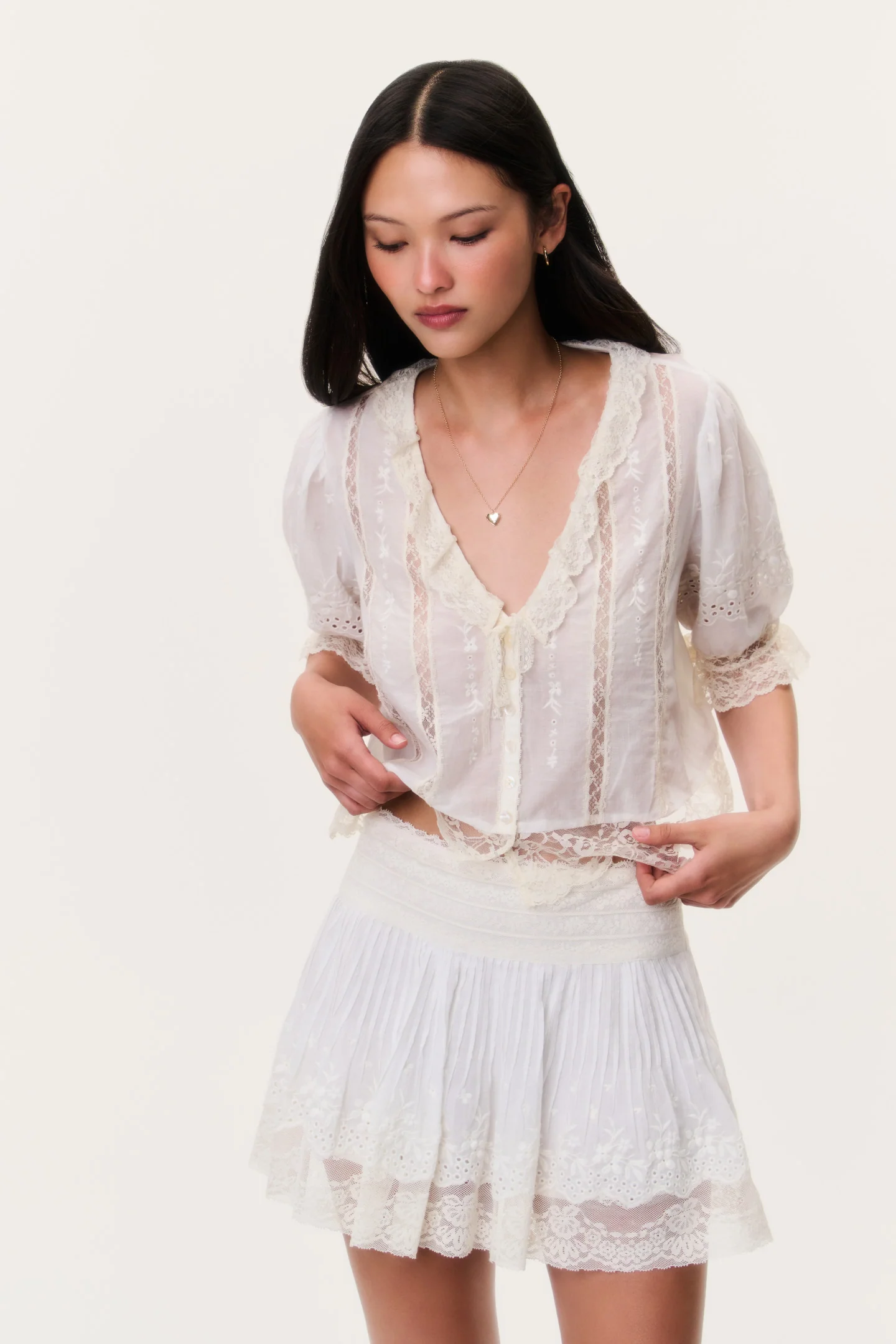 Blusa de encaje de algodón Maurelle