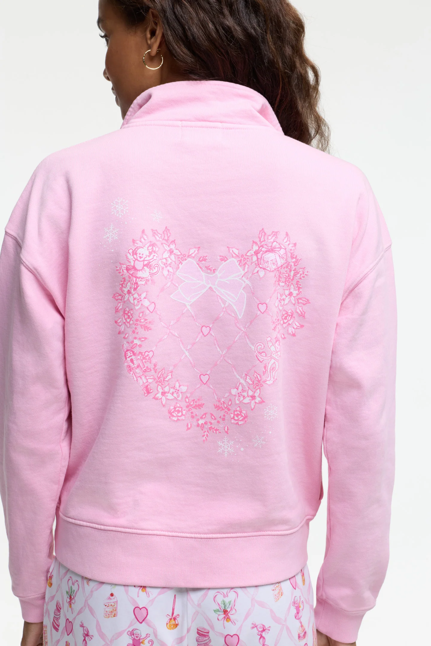 Sudadera con cremallera media LoveShackFancy x Roller Rabbit Sugarplum Lattice