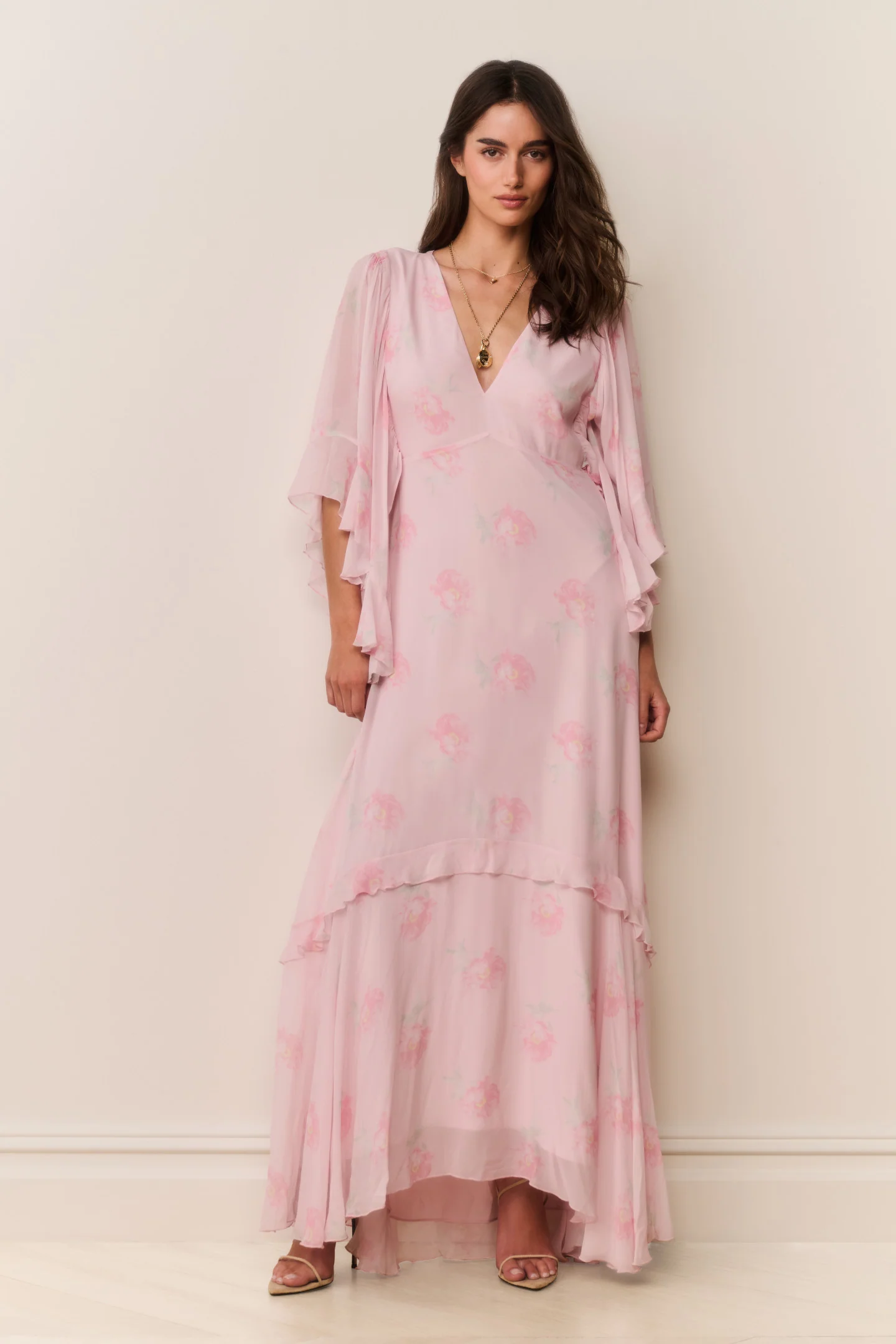 Vestido maxi de gasa floral Brinley