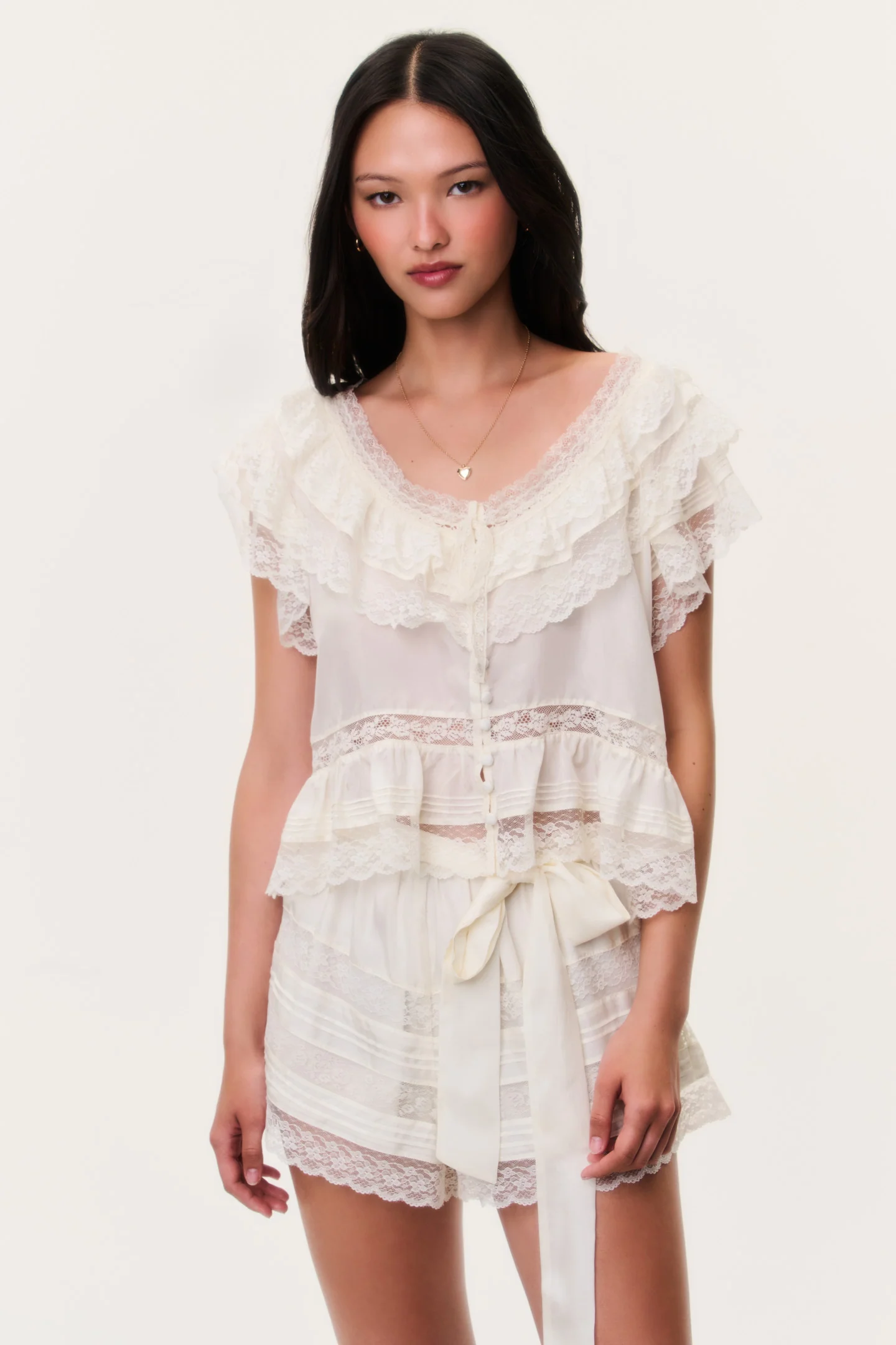 Camisola de Raso Persine con Volantes