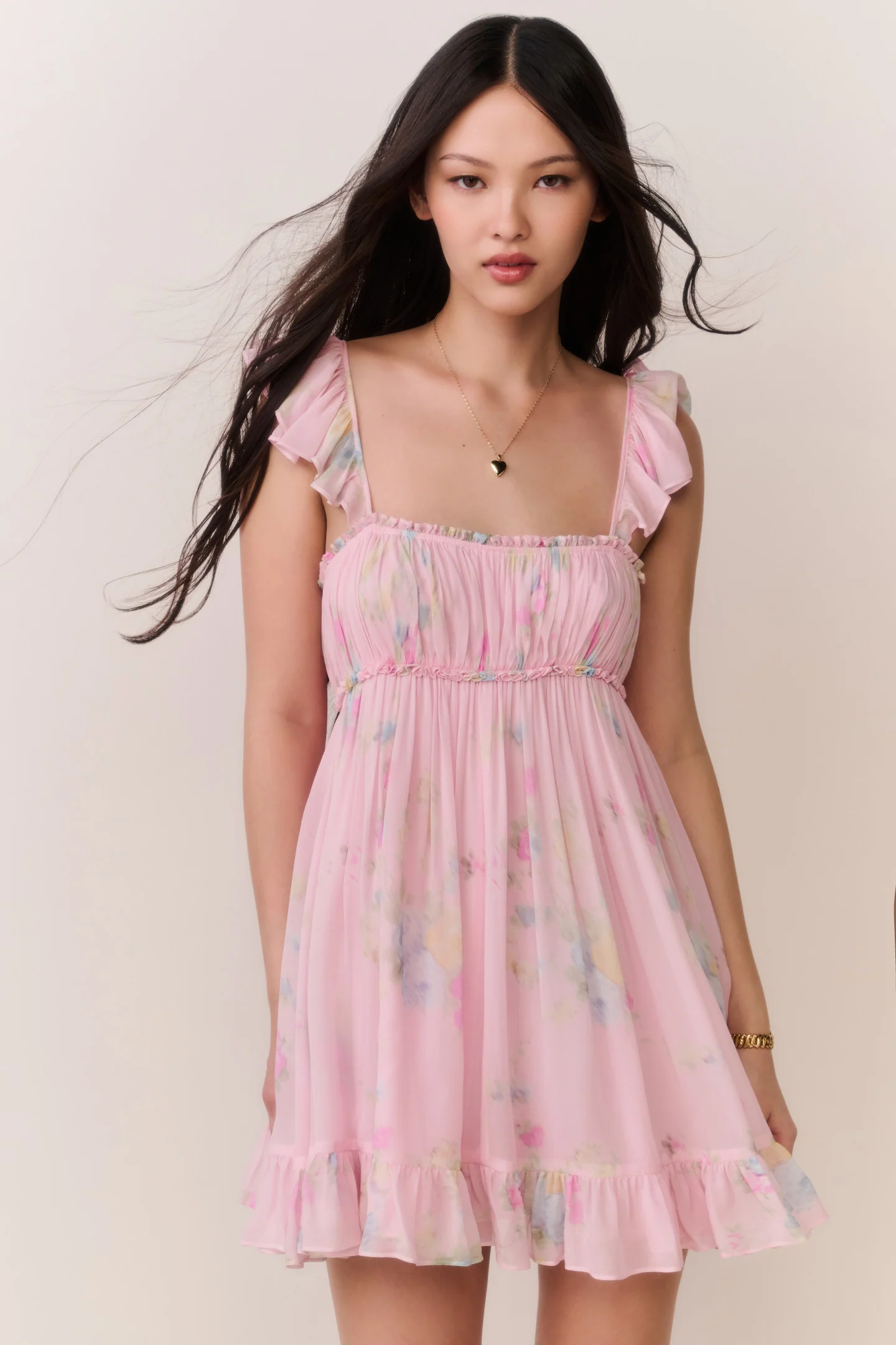 Vestido Mini de Chifón Floral Zanira