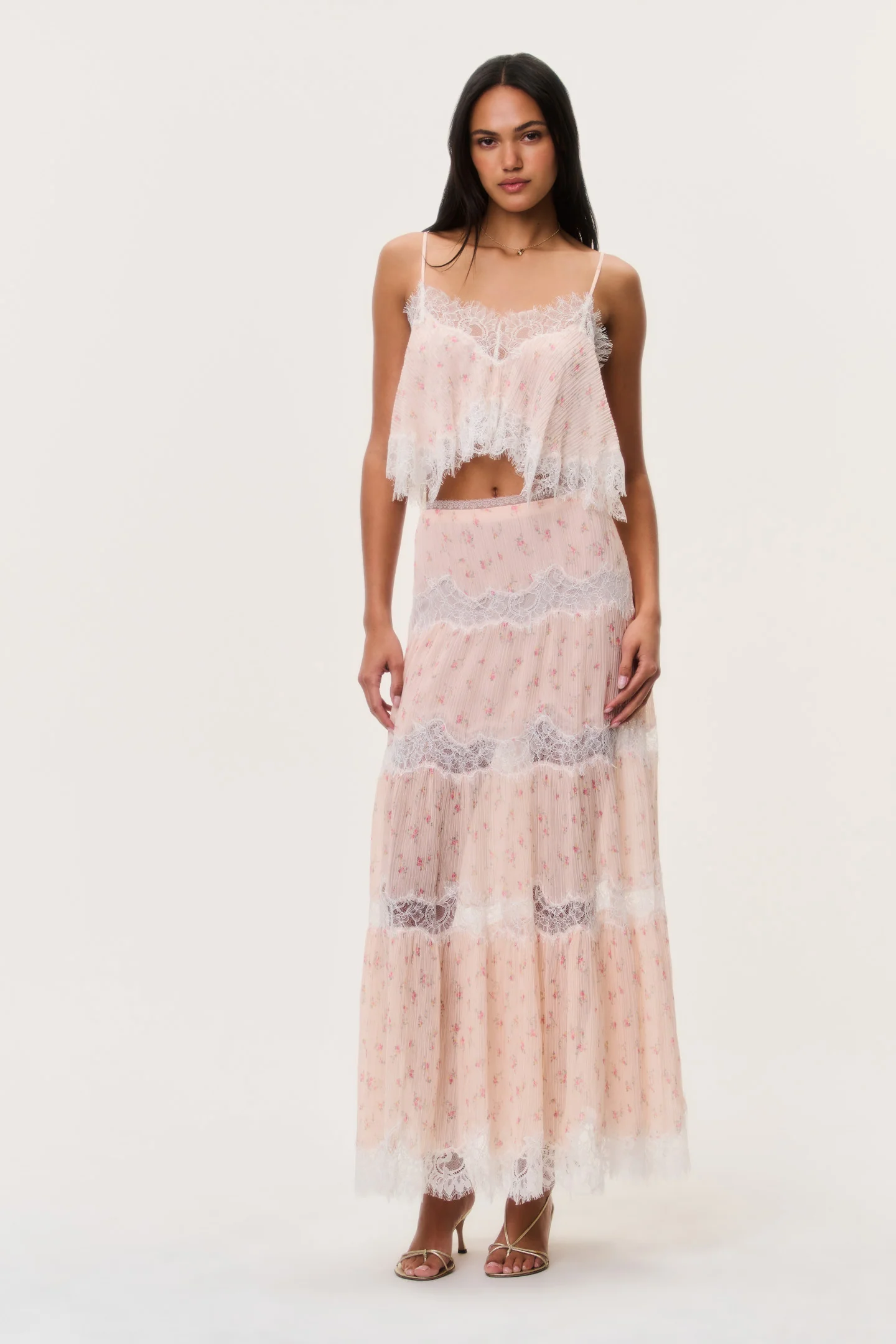 Falda maxi de encaje de algodón-seda Everhart