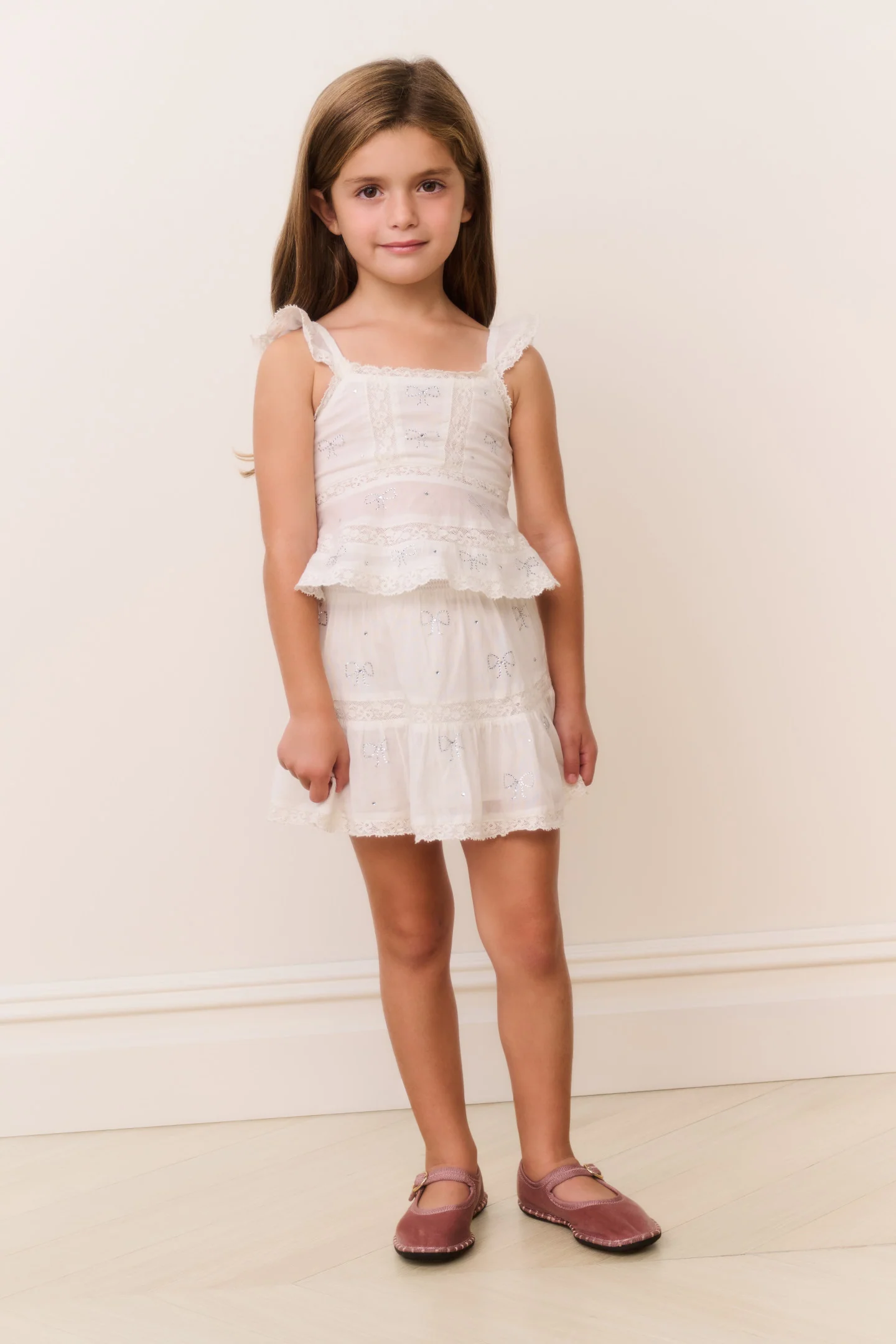 Top de algodón con lazo de cristal para niñas Melsy