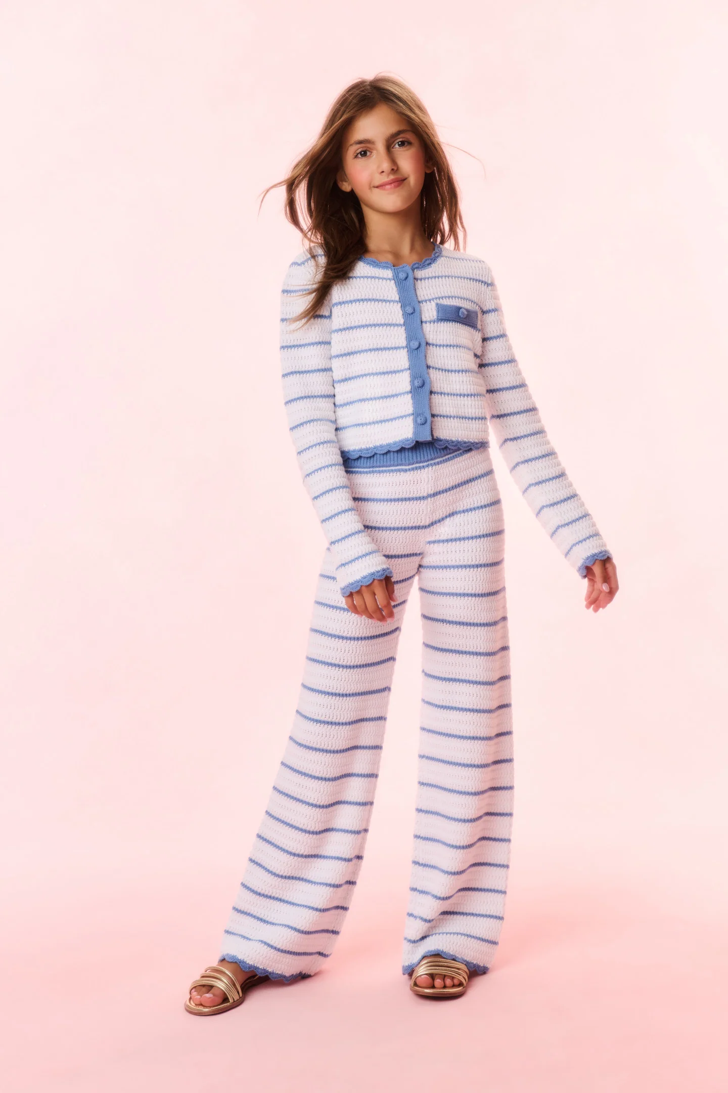 Pantalones de ganchillo con rayas para niñas Fawna