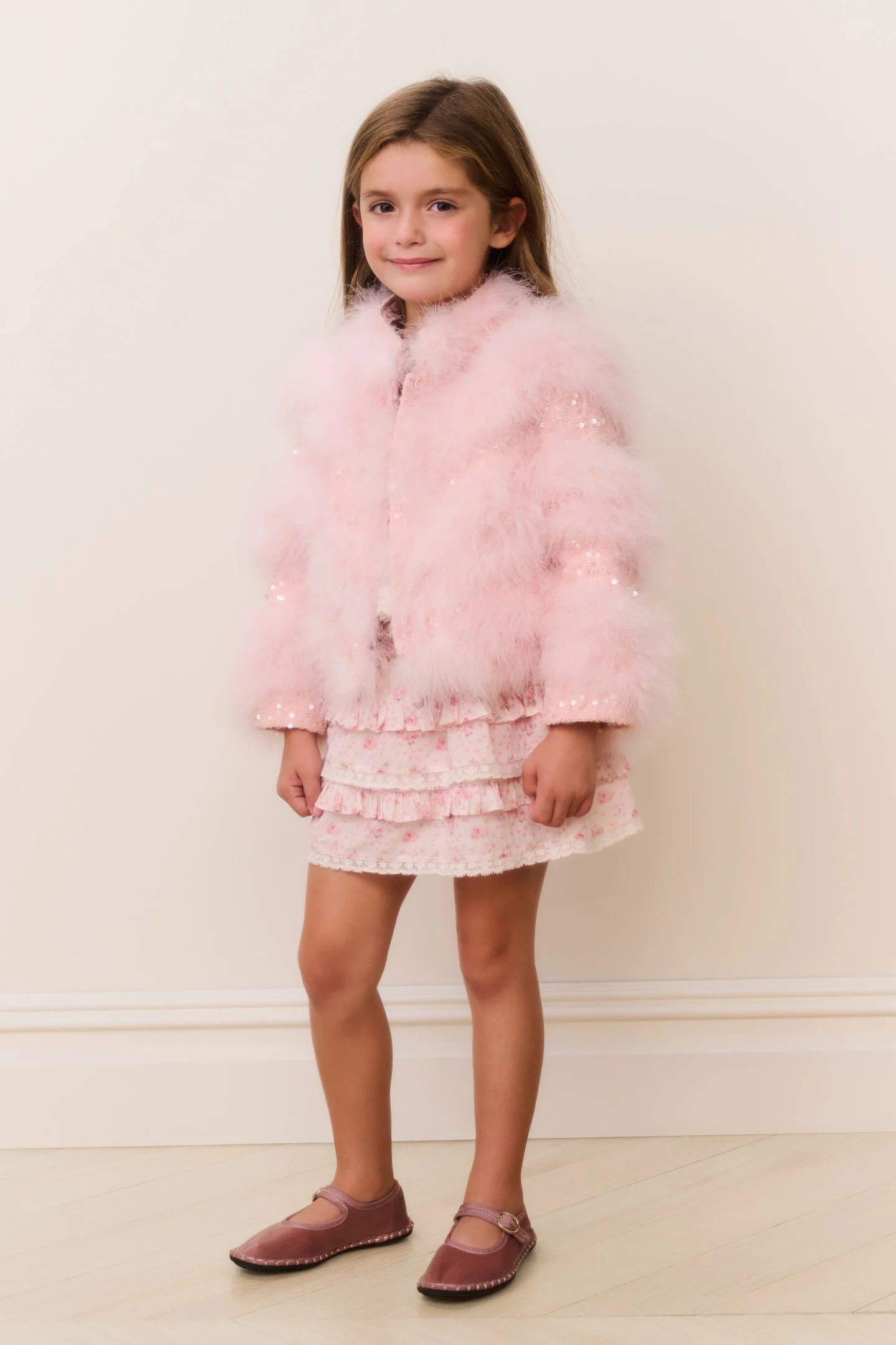 Chaqueta de plumas y lentejuelas para niñas pequeñas Trislyn