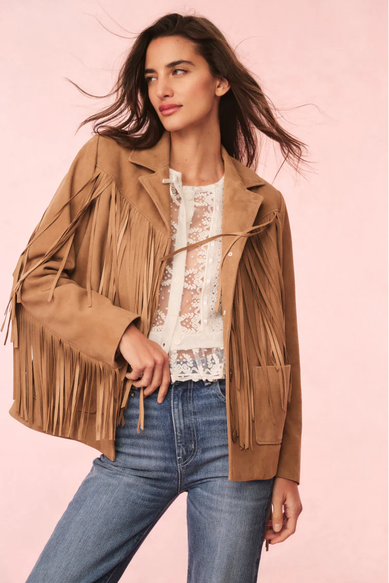 Chaqueta de Tela de Cabra con Borlas Geraline