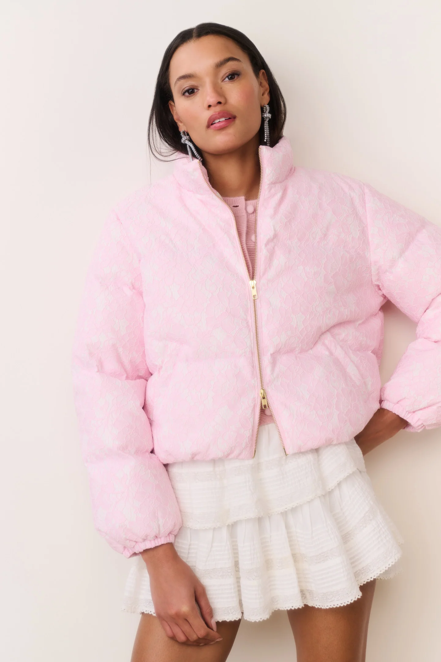 Chaqueta Puffer de Encaje Celesta