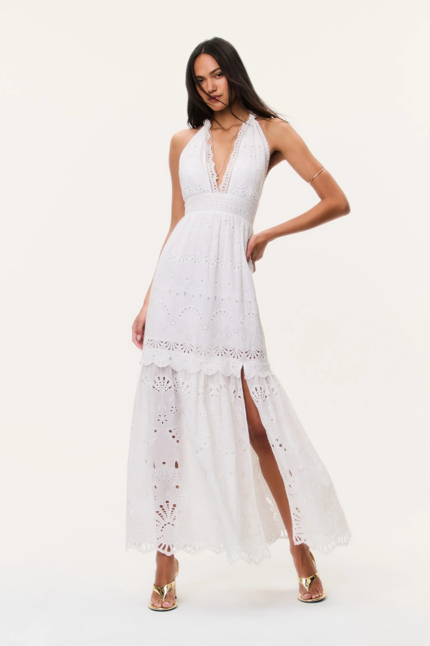 Vestido Maxi Halter con Ojales Trix
