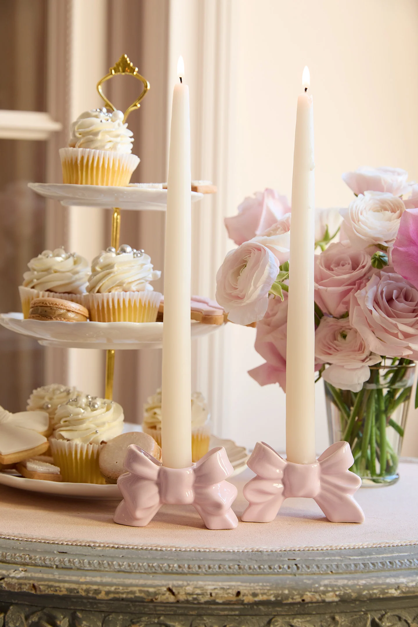 Soporte para velas de porcelana - Conjunto de 2