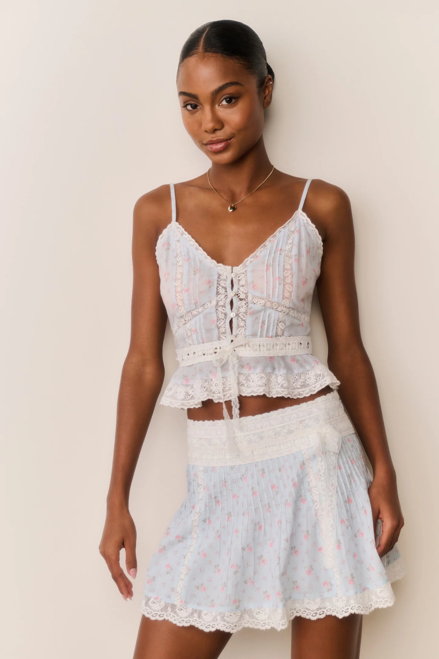 Falda Mini de Algodón con Estampado Floral Solena