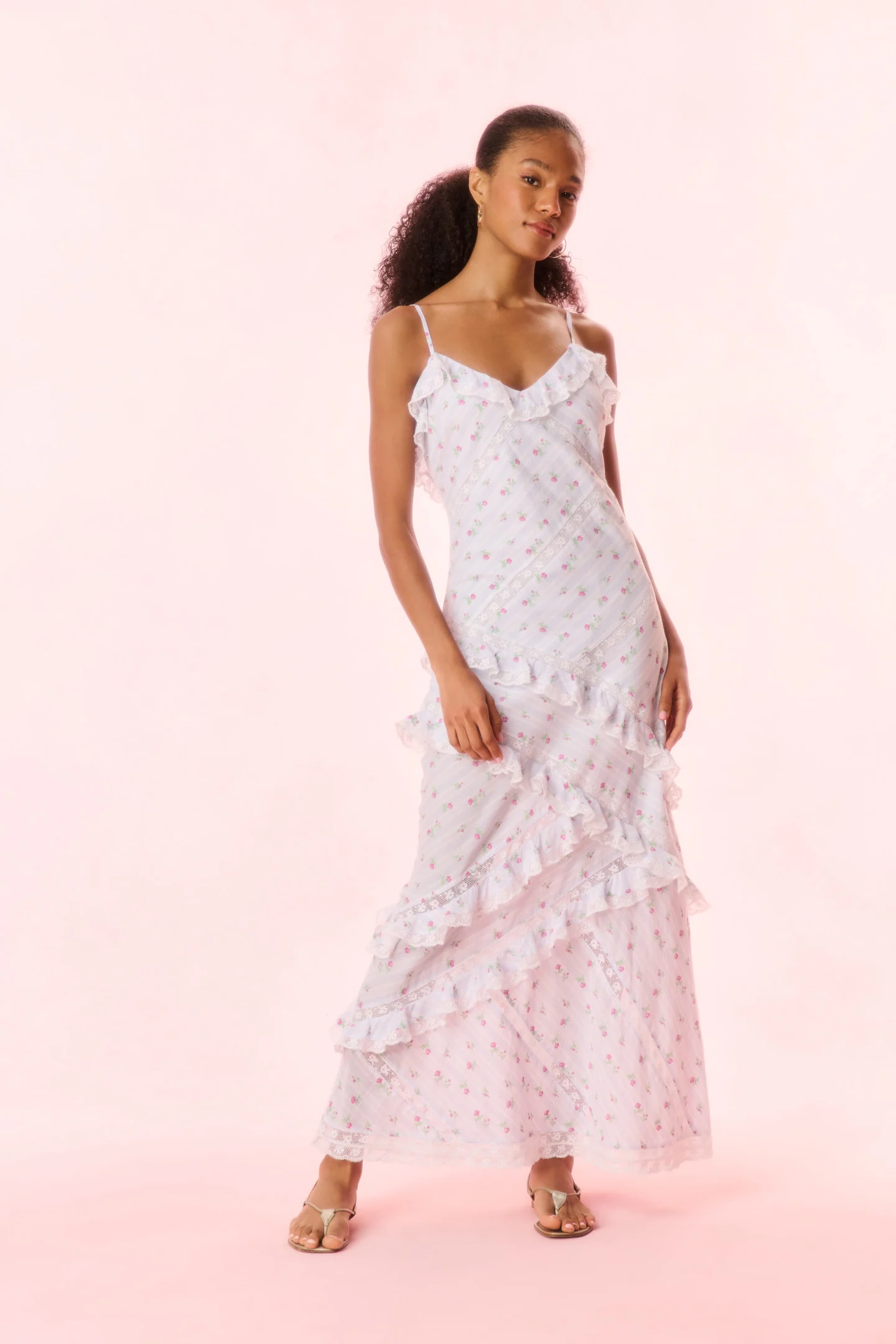 Vestido maxi de volante de algodón Nocelle