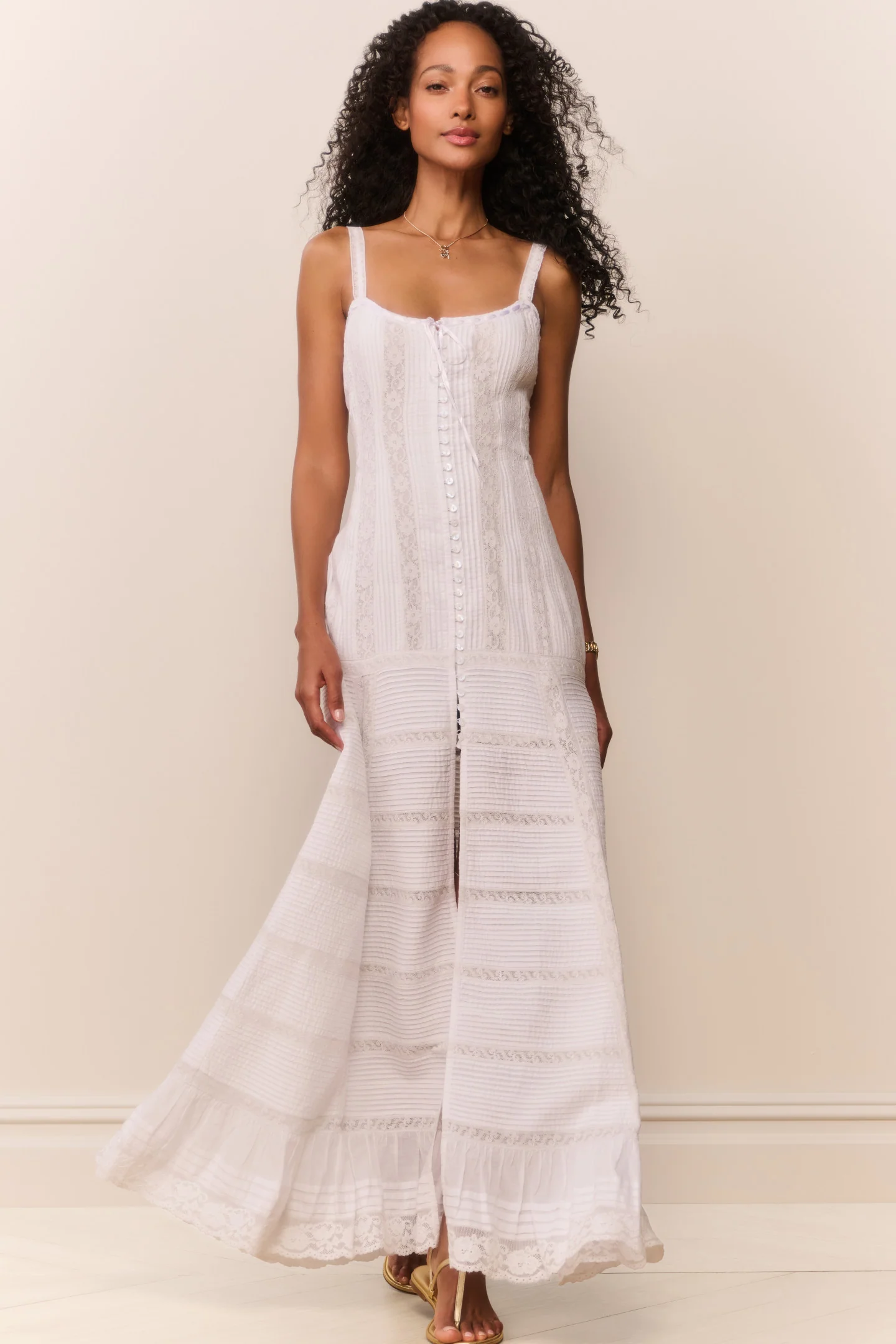 Vestido maxi victoriano de algodón Calyx