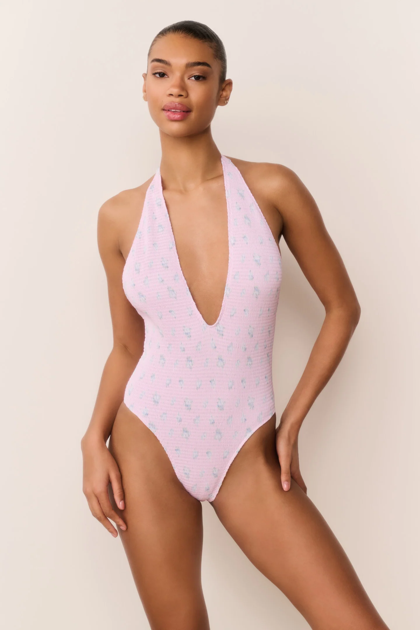 Bañador monopièza con escote halter floral Gienna