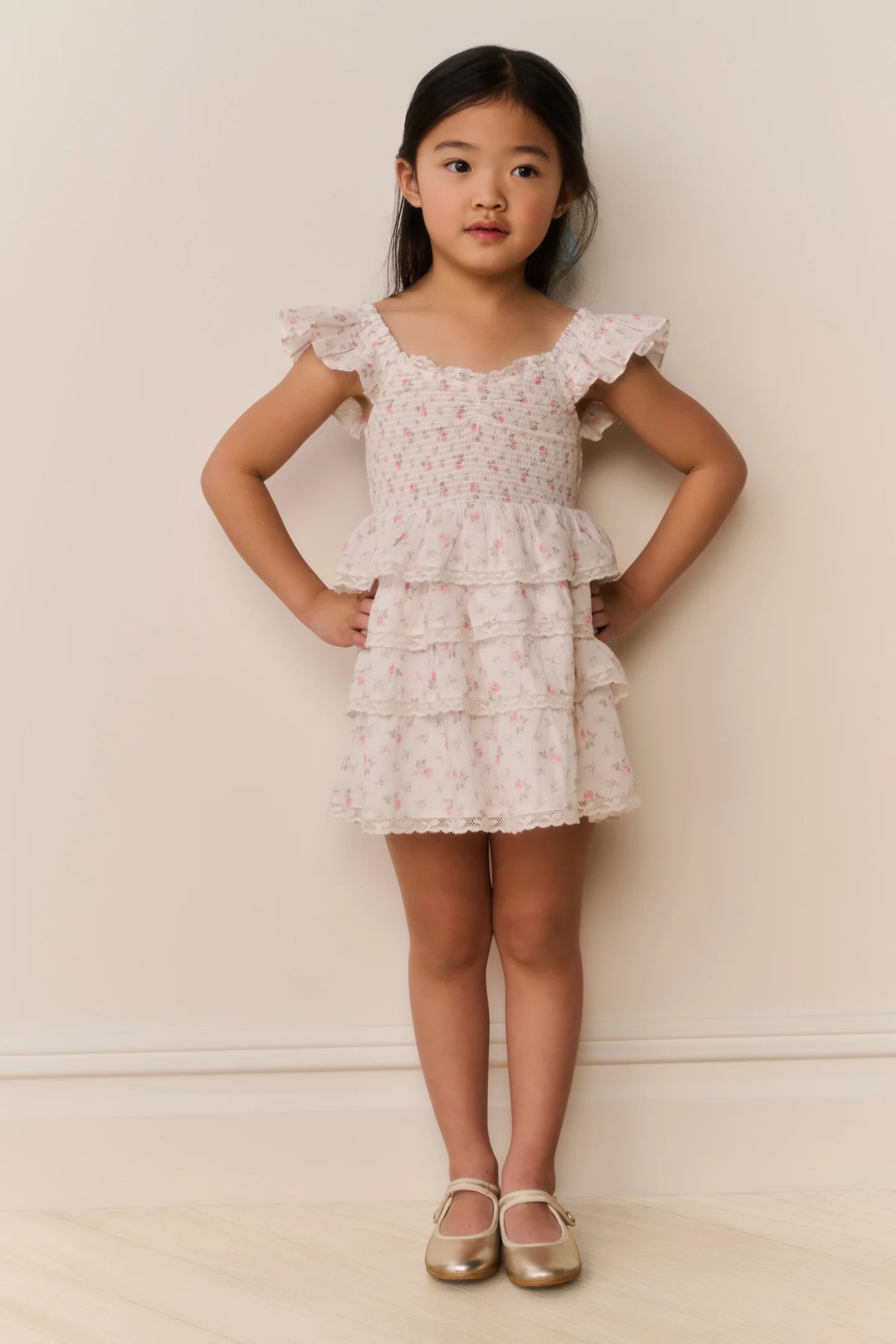 Vestido de algodón floral Linoette para niñas pequeñas