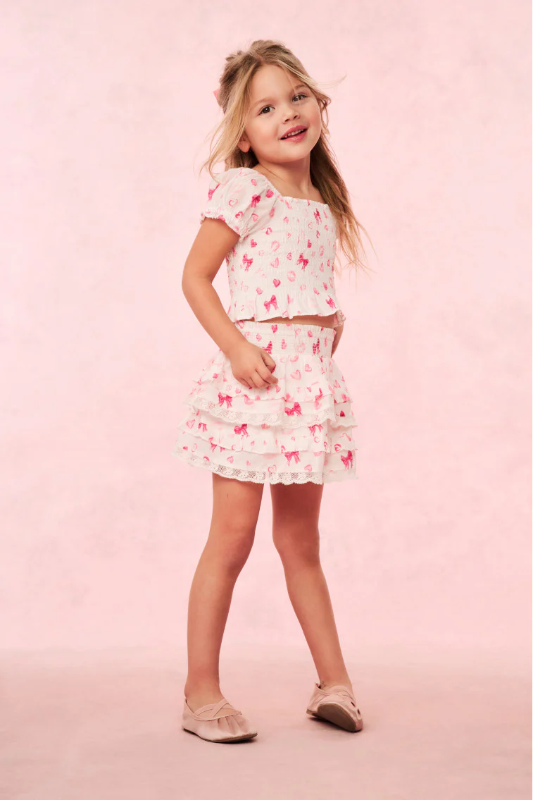 Falda con Volantes y Estampado de Besos Billie para Niñas