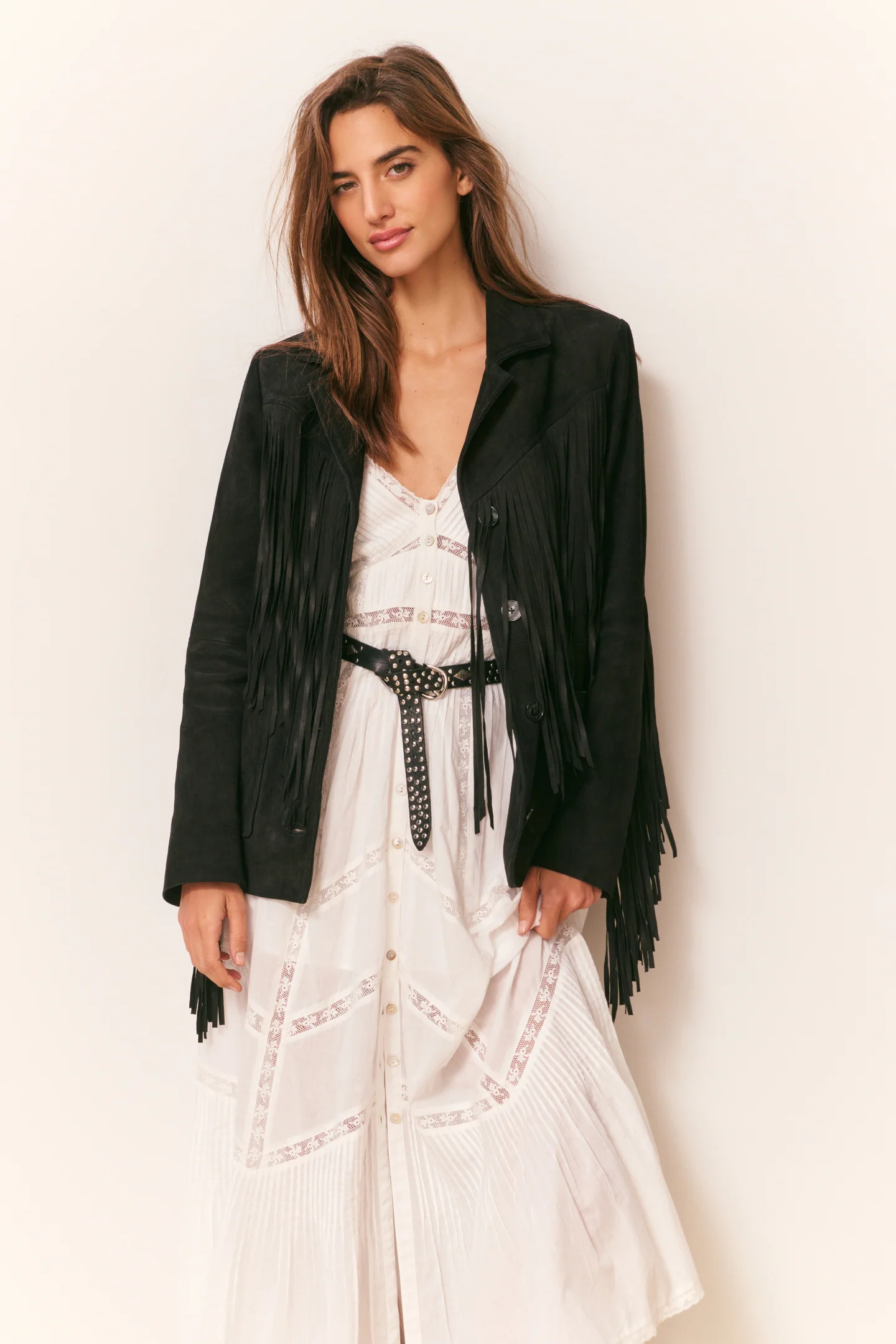 Chaqueta de Piel de Cabra Negra Geraline