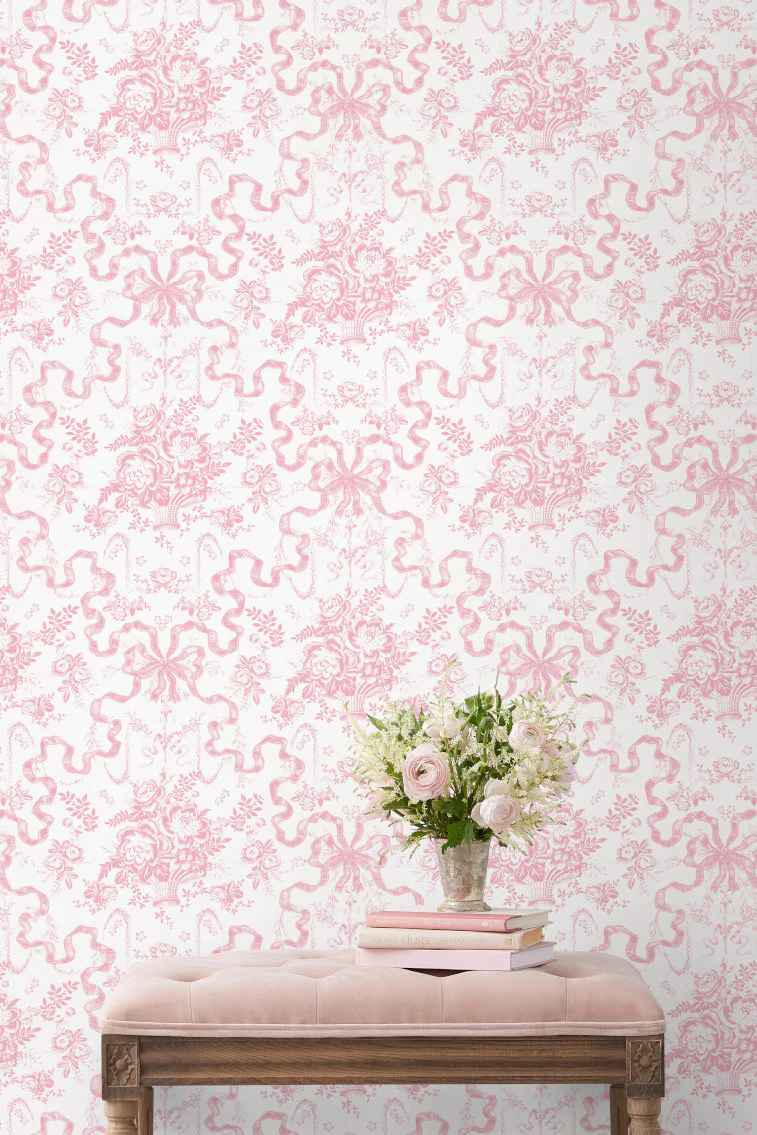 Papel Pintado Fairytale Toile Peonía Rosa